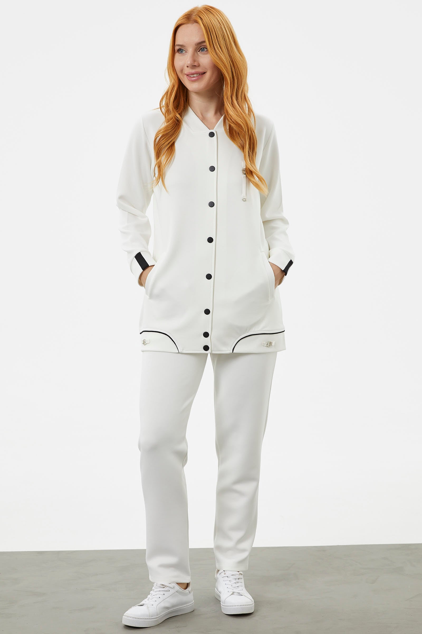 Büyük Beden Tunik Eşofman Takım - Ekru (3) Sementa