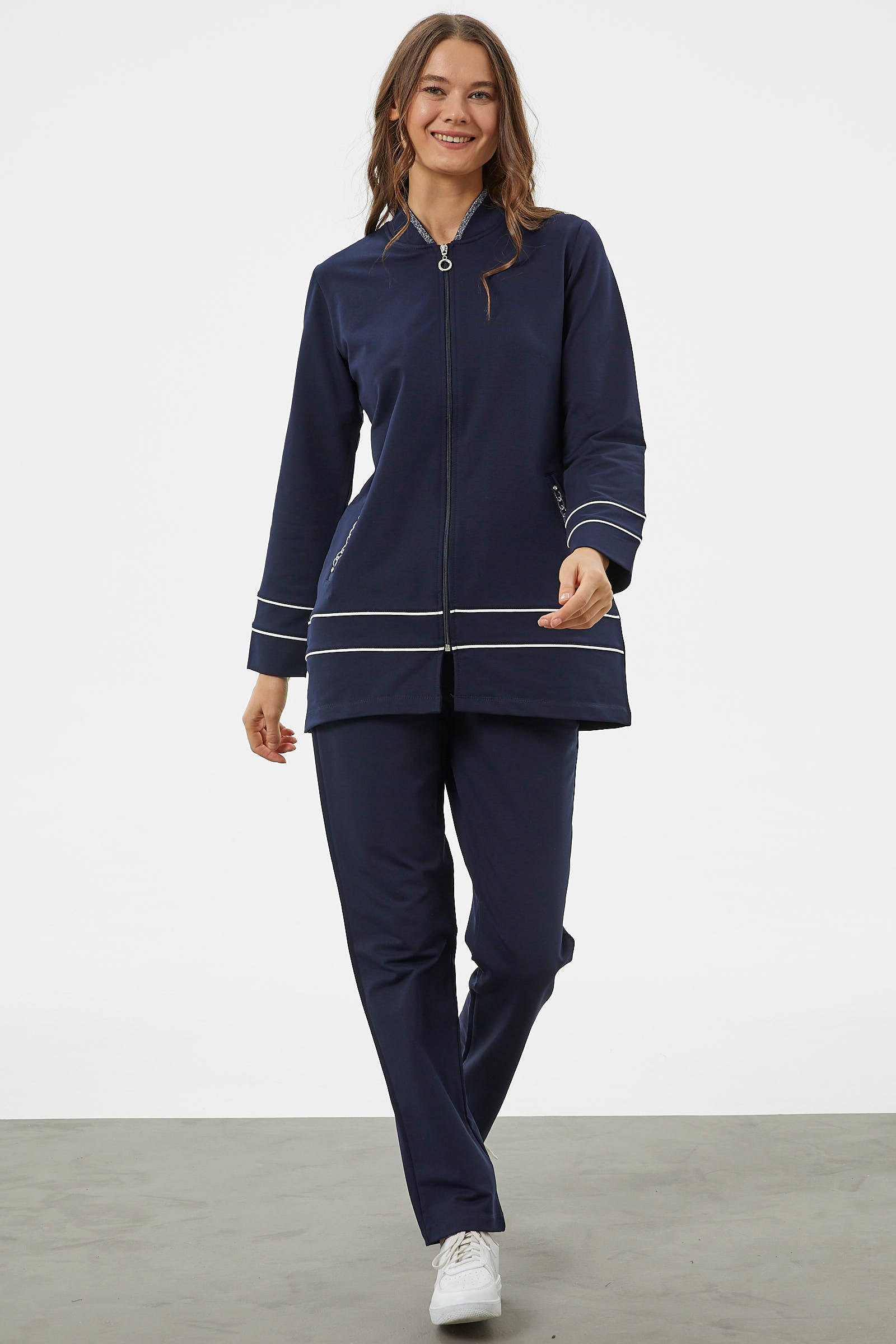 Büyük Beden Tunik Eşofman Takım - Lacivert (1) Sementa