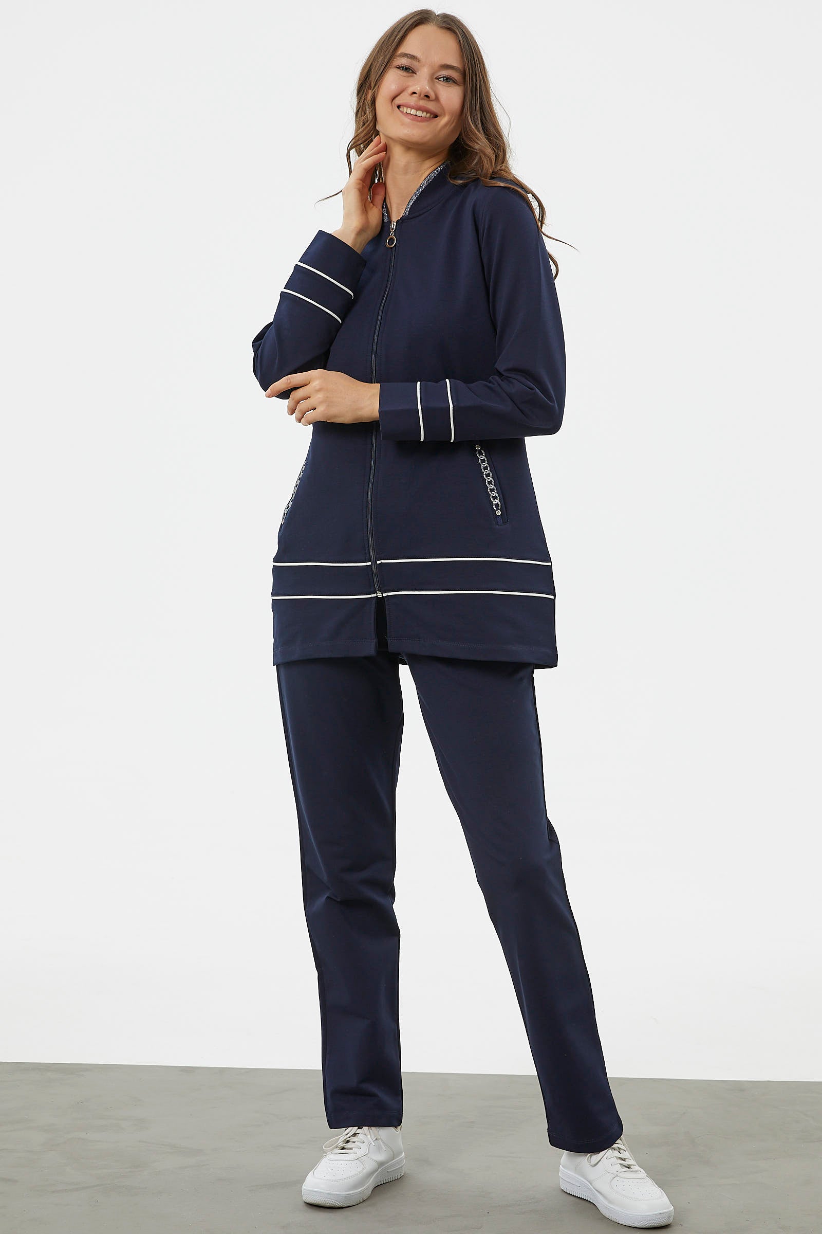 Büyük Beden Tunik Eşofman Takım - Lacivert (3) Sementa