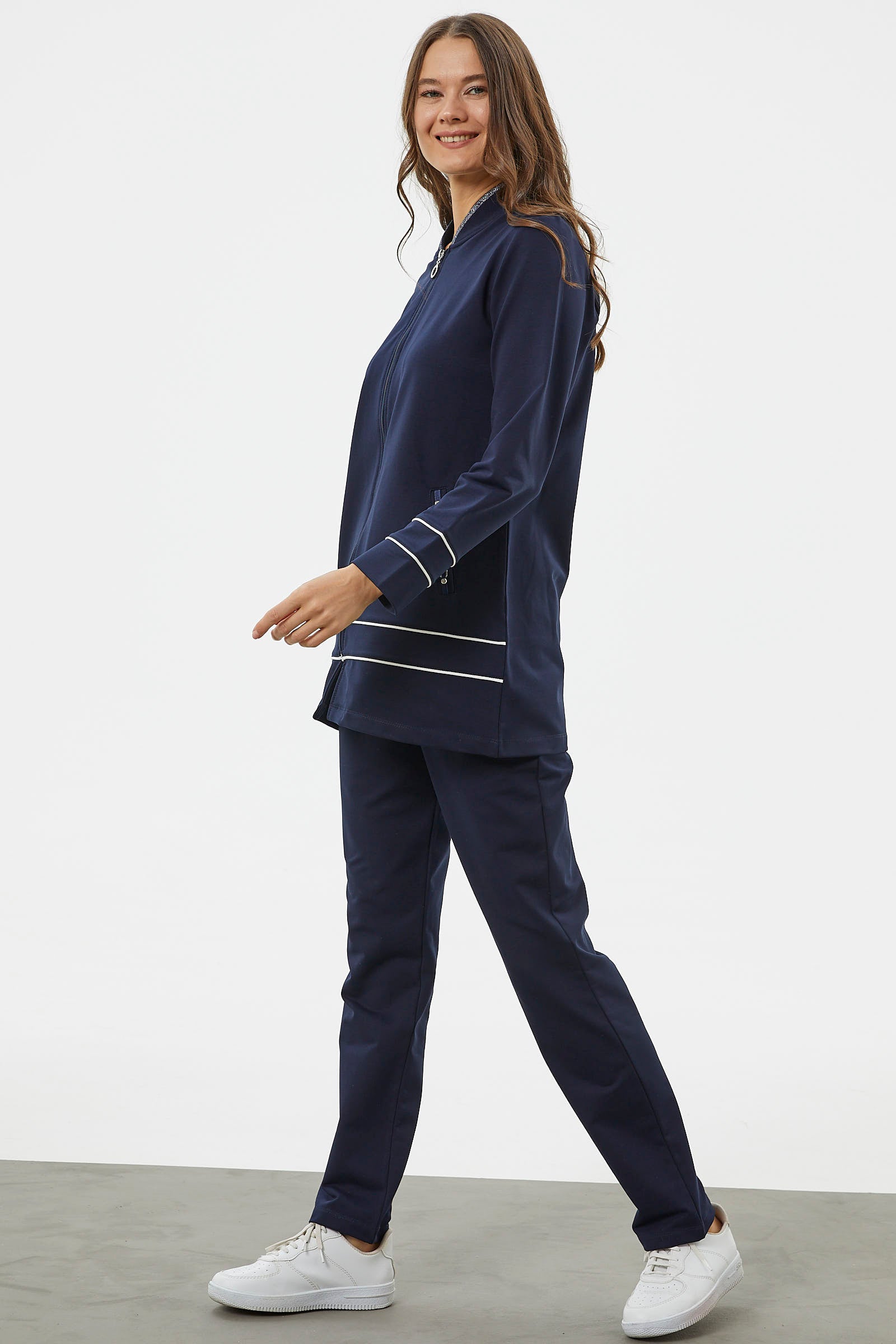 Büyük Beden Tunik Eşofman Takım - Lacivert (4) Sementa