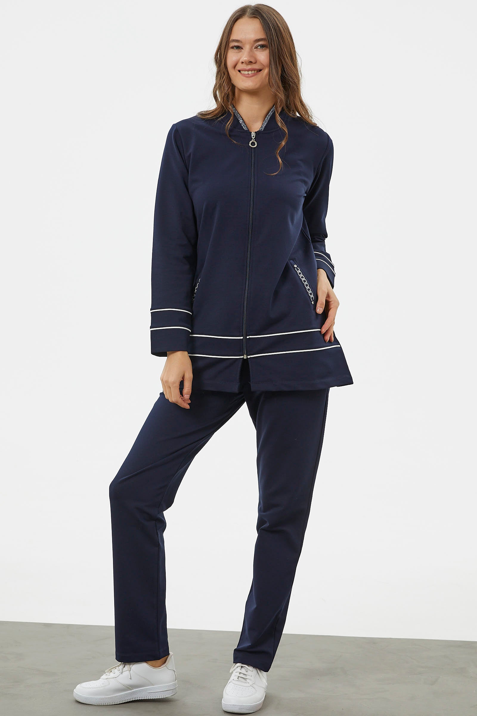 Büyük Beden Tunik Eşofman Takım - Lacivert (5) Sementa