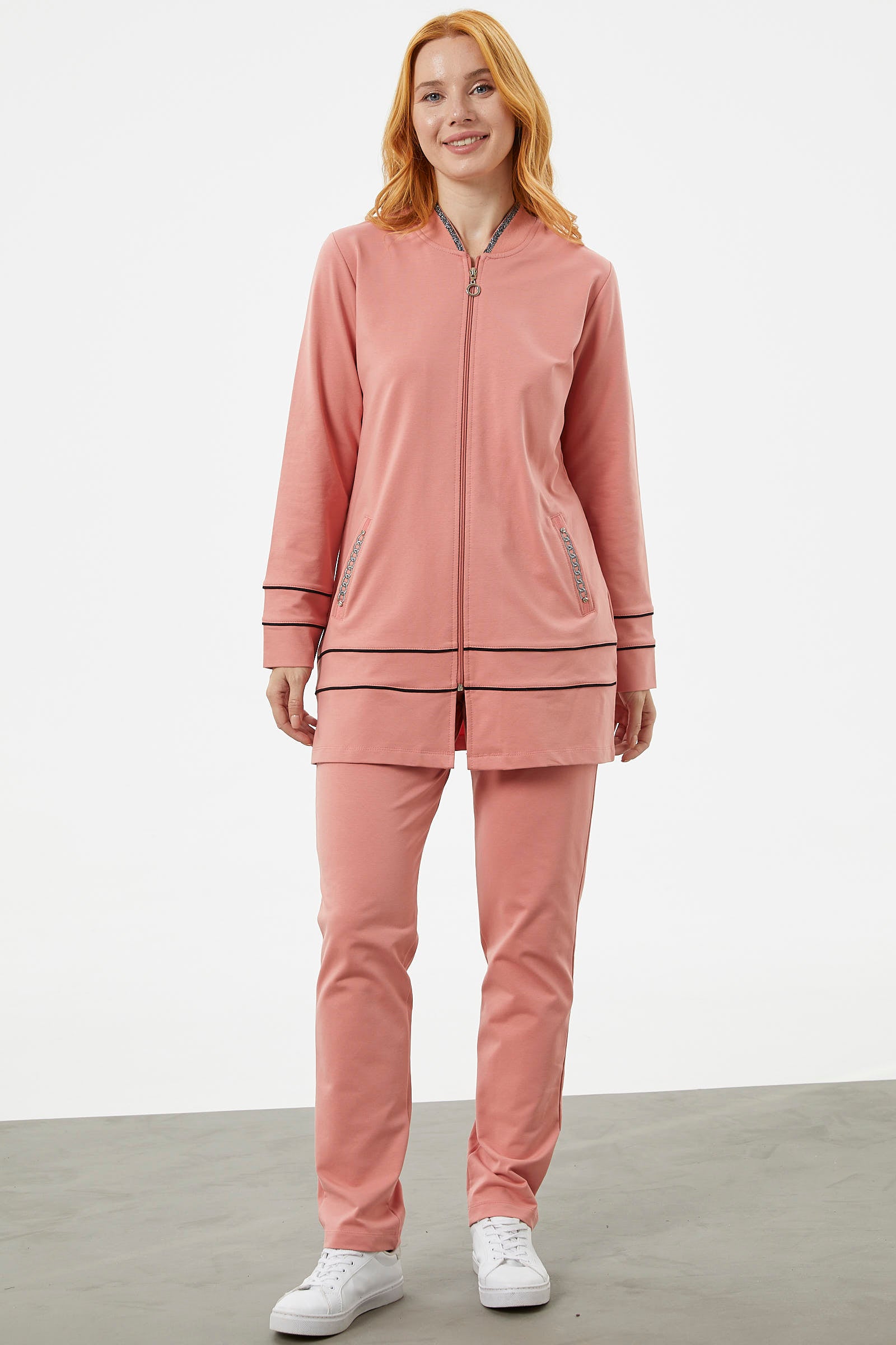 Büyük Beden Tunik Eşofman Takım - Pembe (4) Sementa