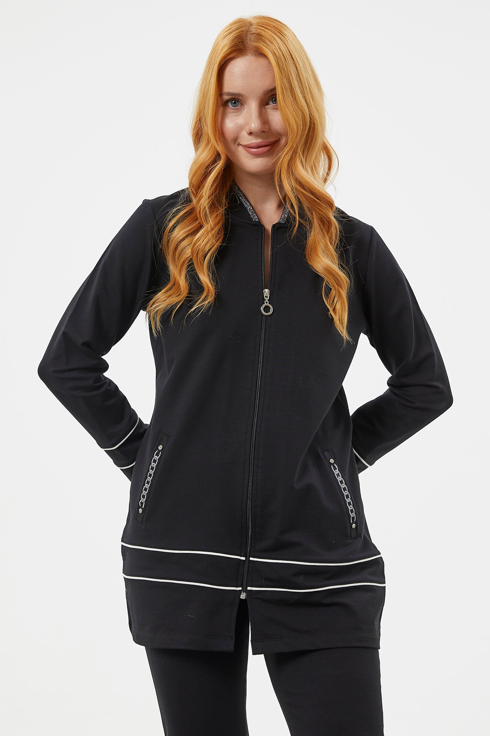 Büyük Beden Tunik Eşofman Takım - Siyah (3) Sementa