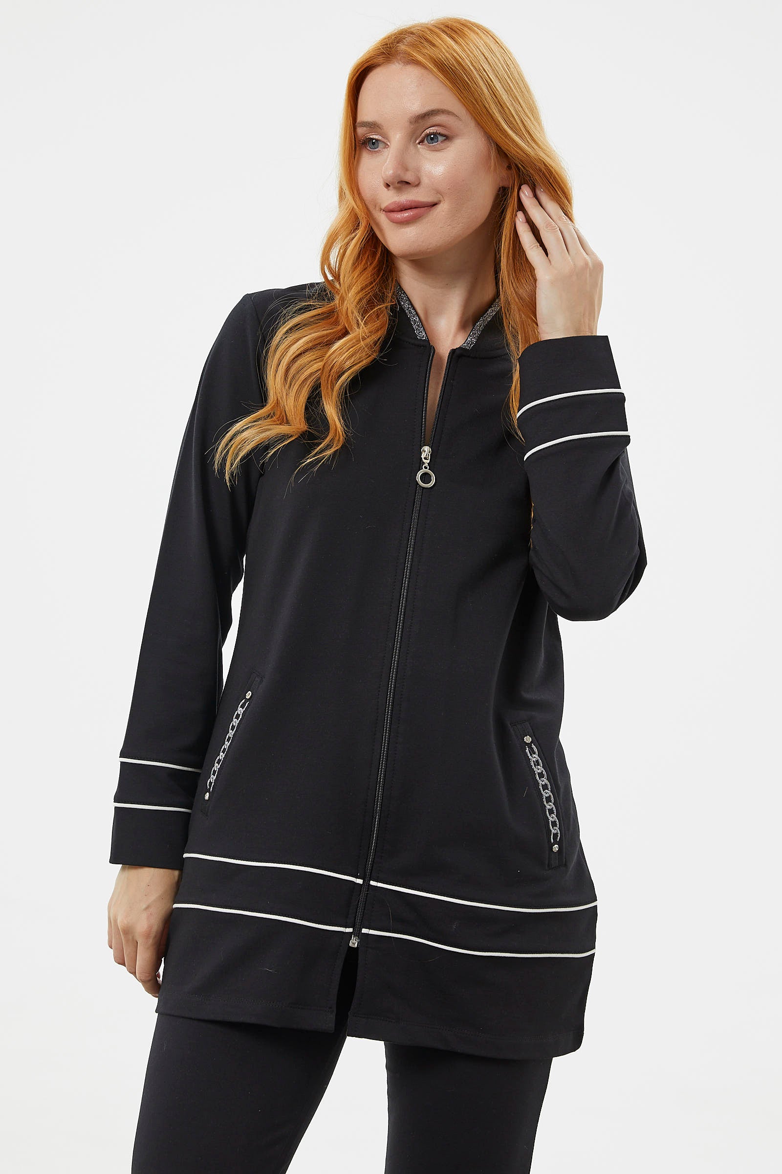 Büyük Beden Tunik Eşofman Takım - Siyah (4) Sementa