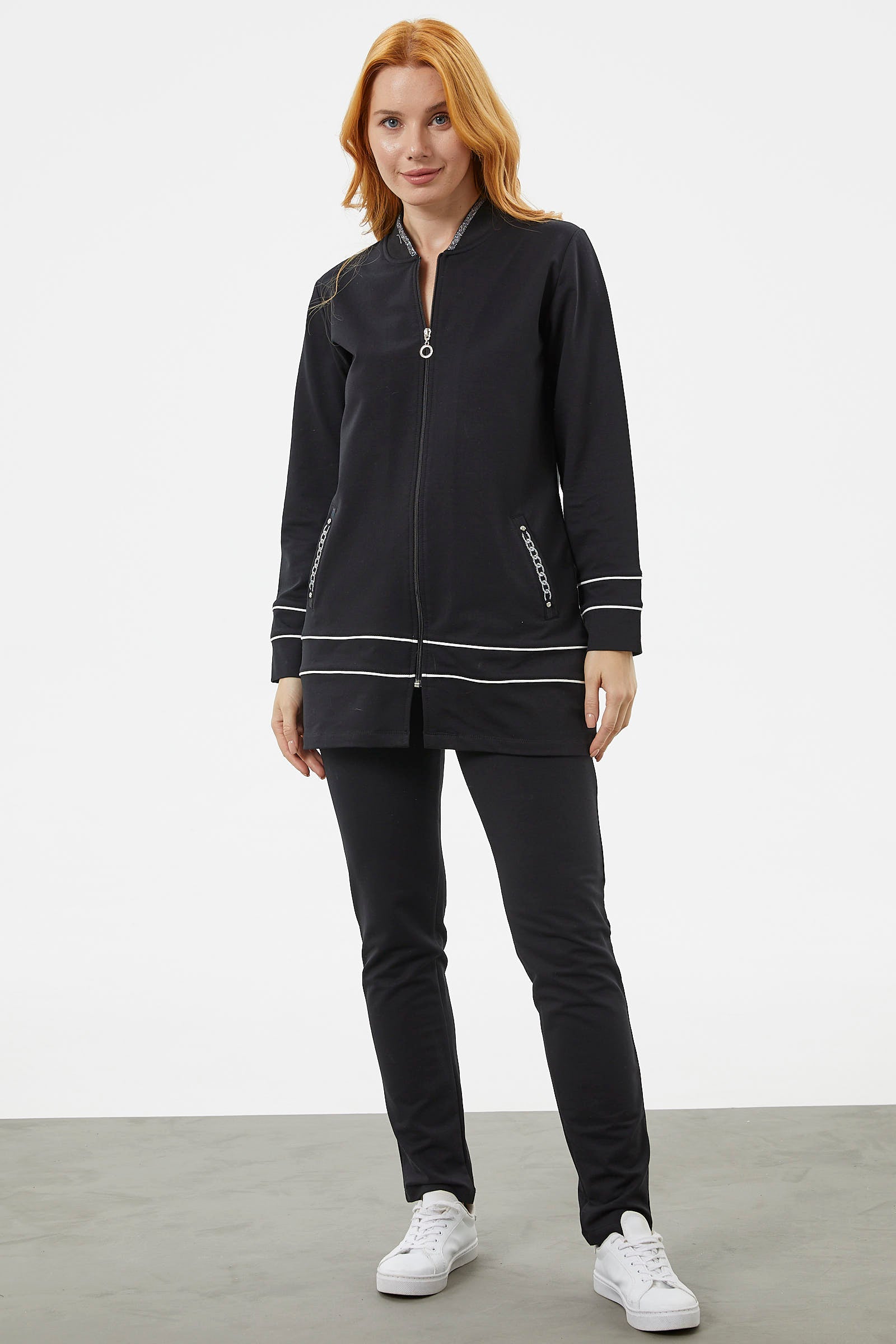 Büyük Beden Tunik Eşofman Takım - Siyah (2) Sementa