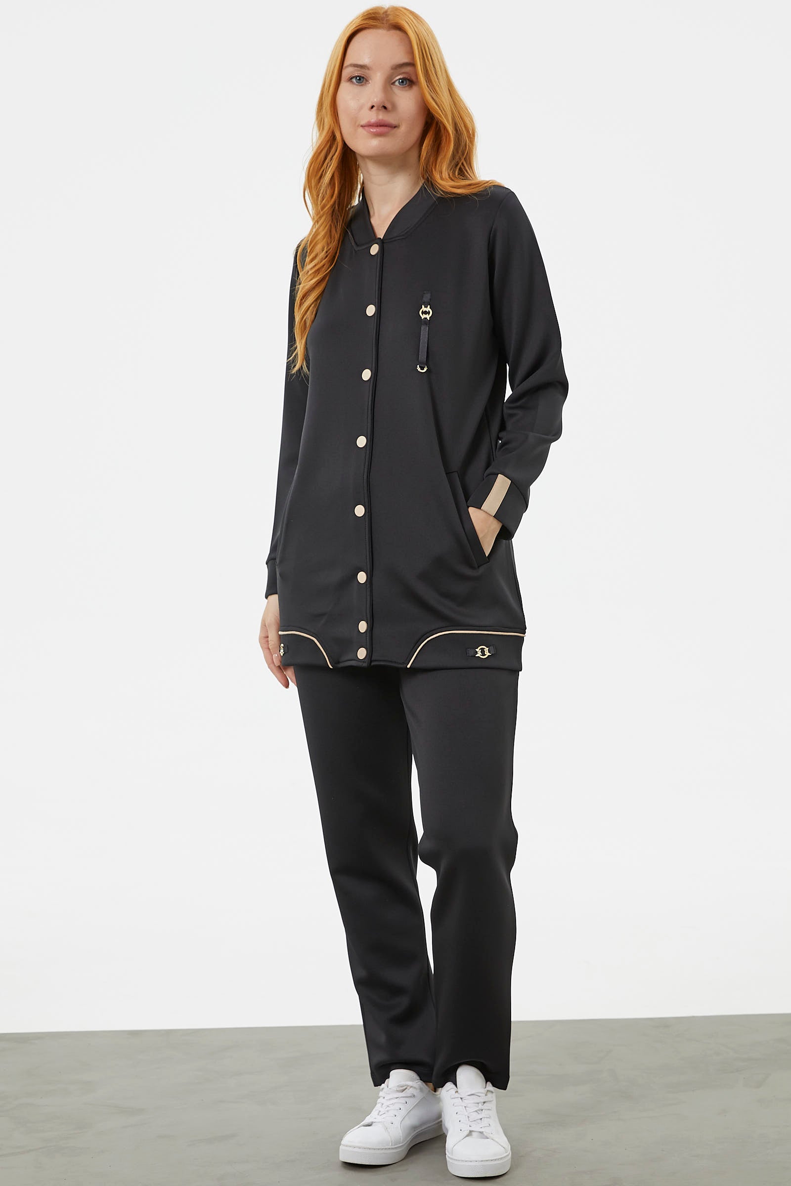 Büyük Beden Tunik Eşofman Takım - Siyah (2) Sementa