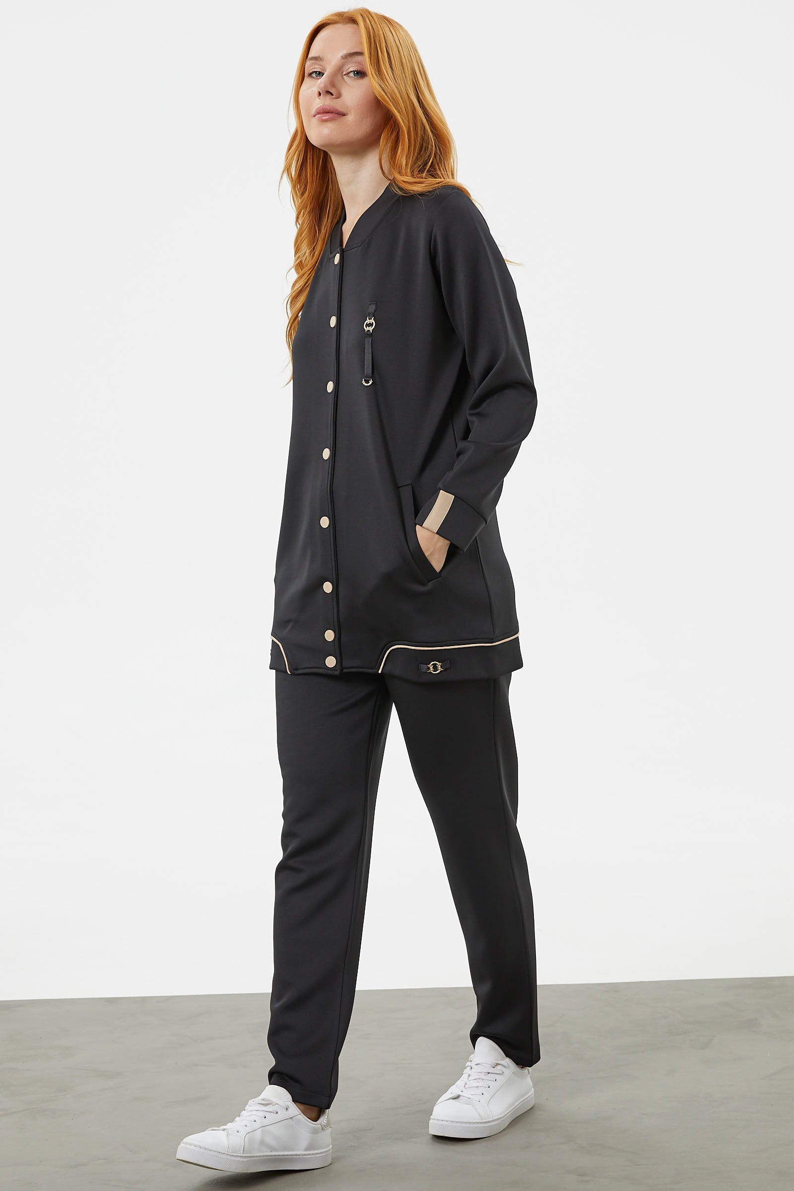 Büyük Beden Tunik Eşofman Takım - Siyah (3) Sementa