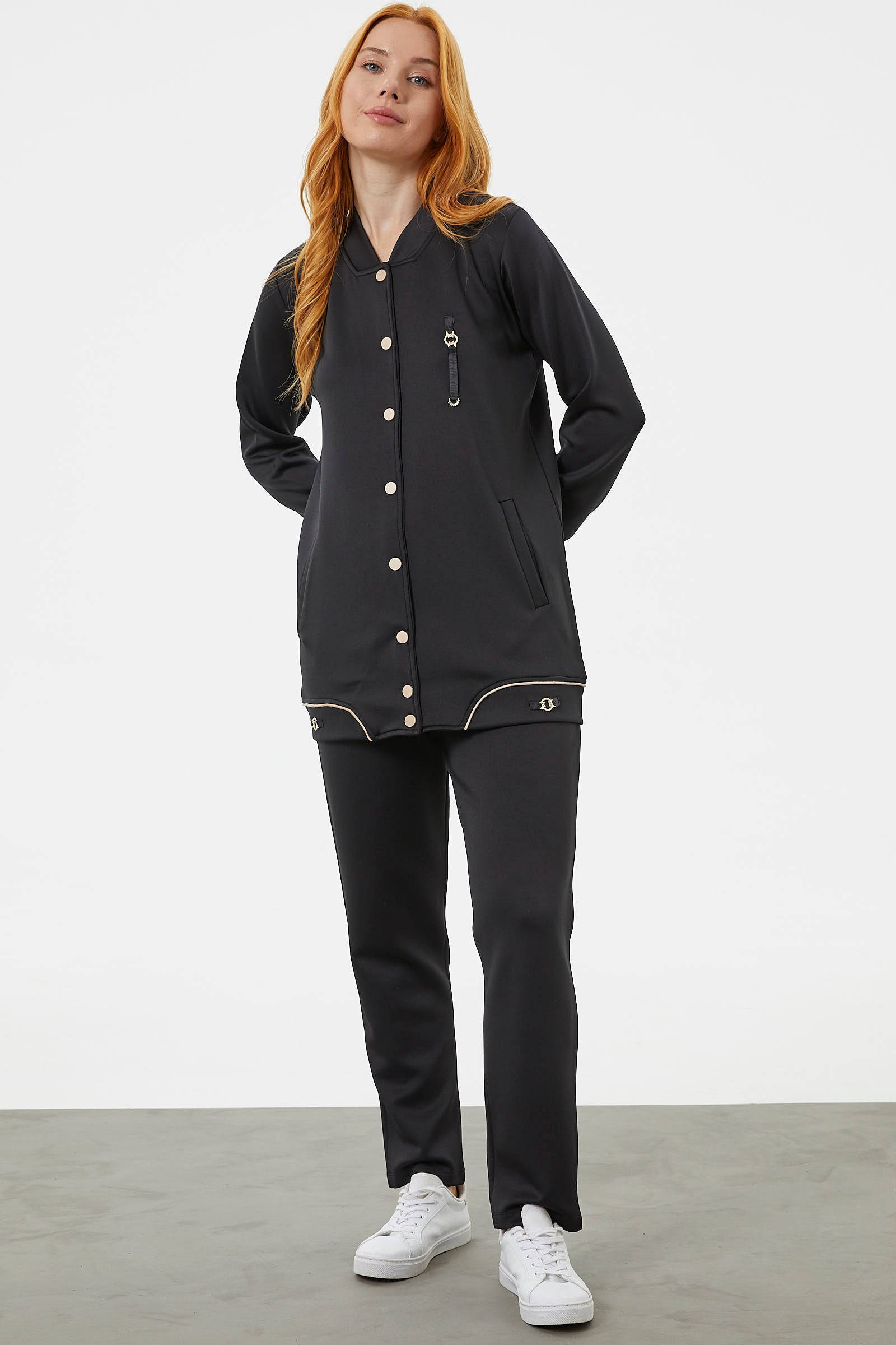 Büyük Beden Tunik Eşofman Takım - Siyah (4) Sementa