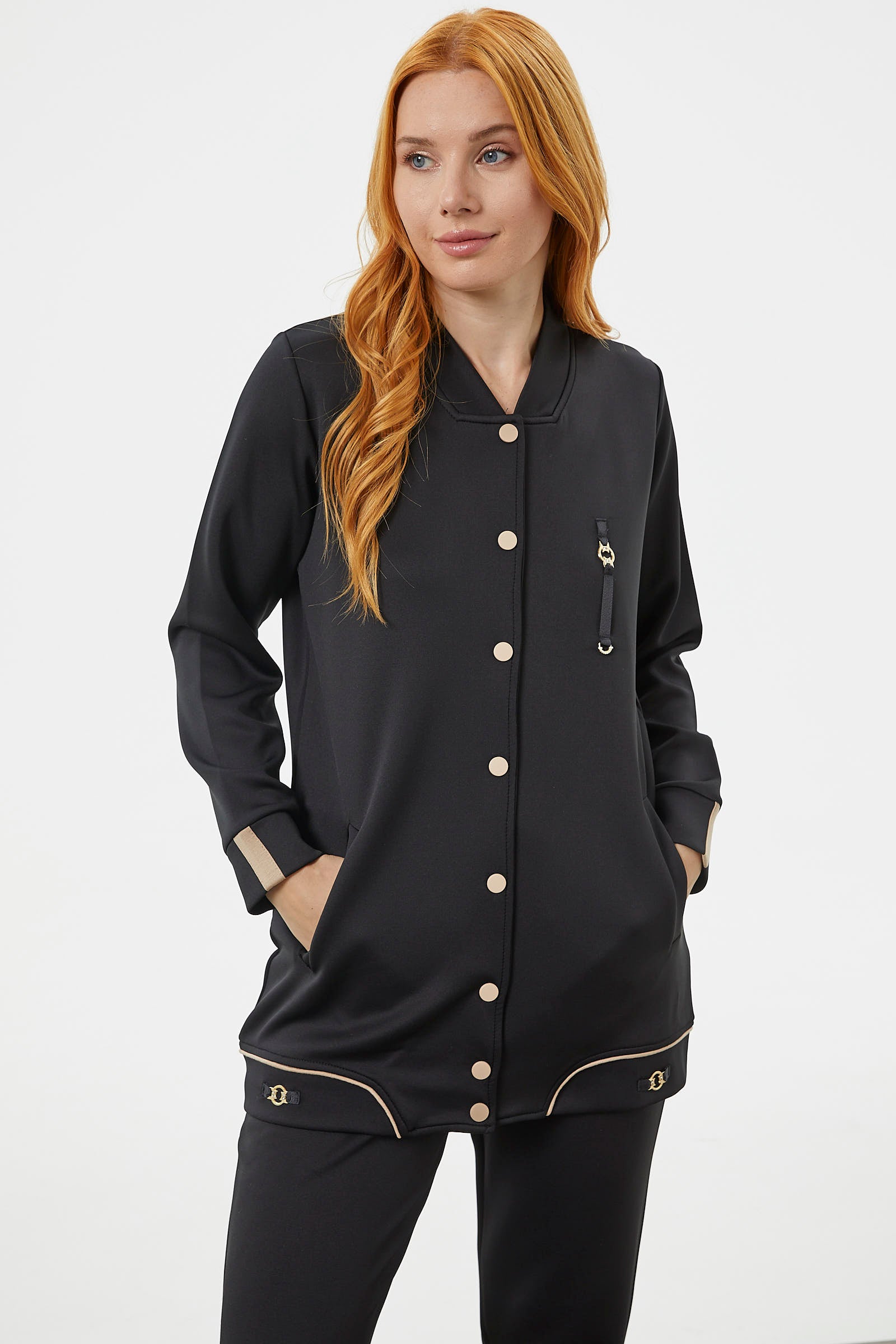 Büyük Beden Tunik Eşofman Takım - Siyah (5) Sementa