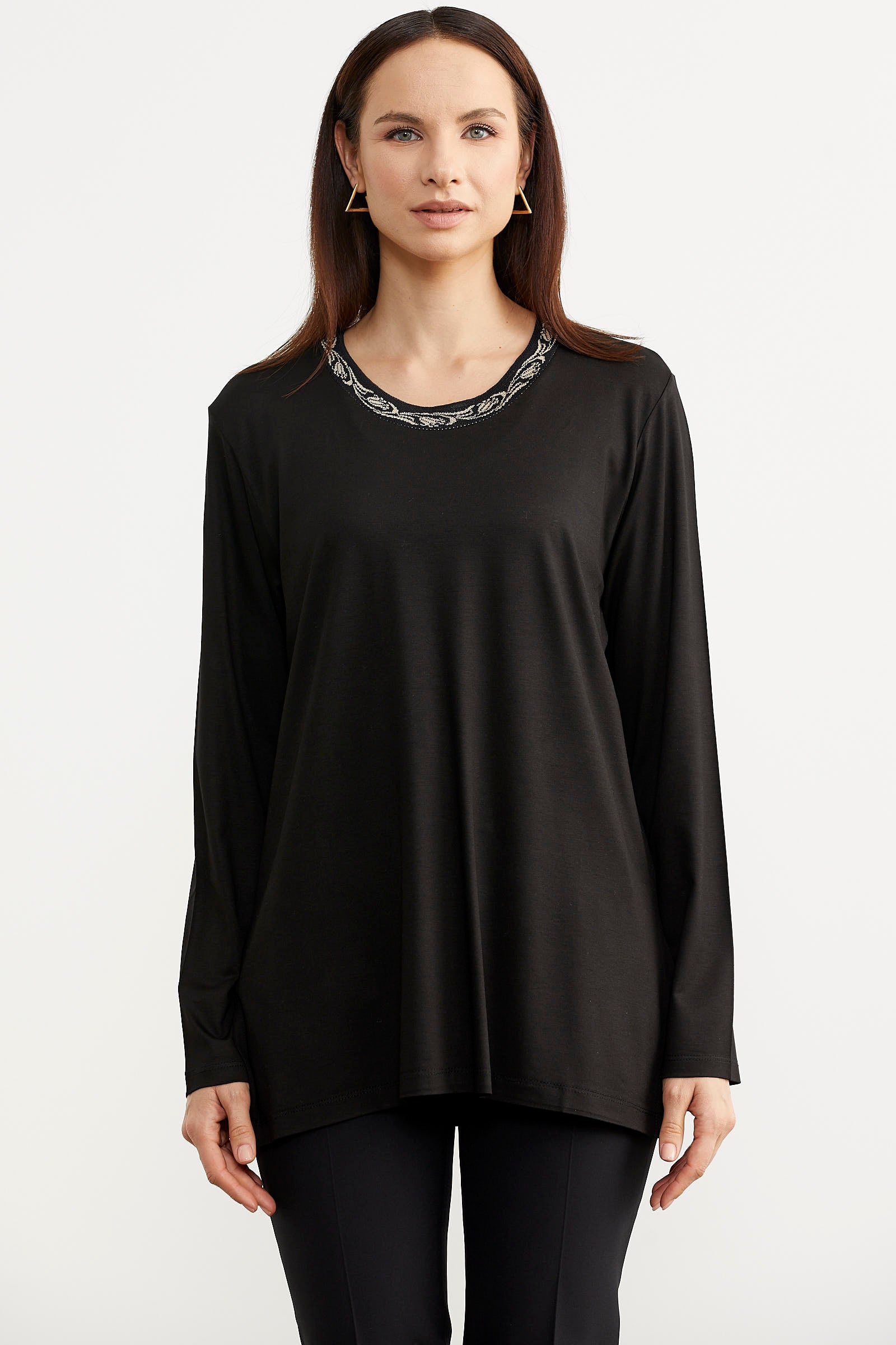 Büyük Beden Uzun Kol Tişört - Siyah (1) Sementa