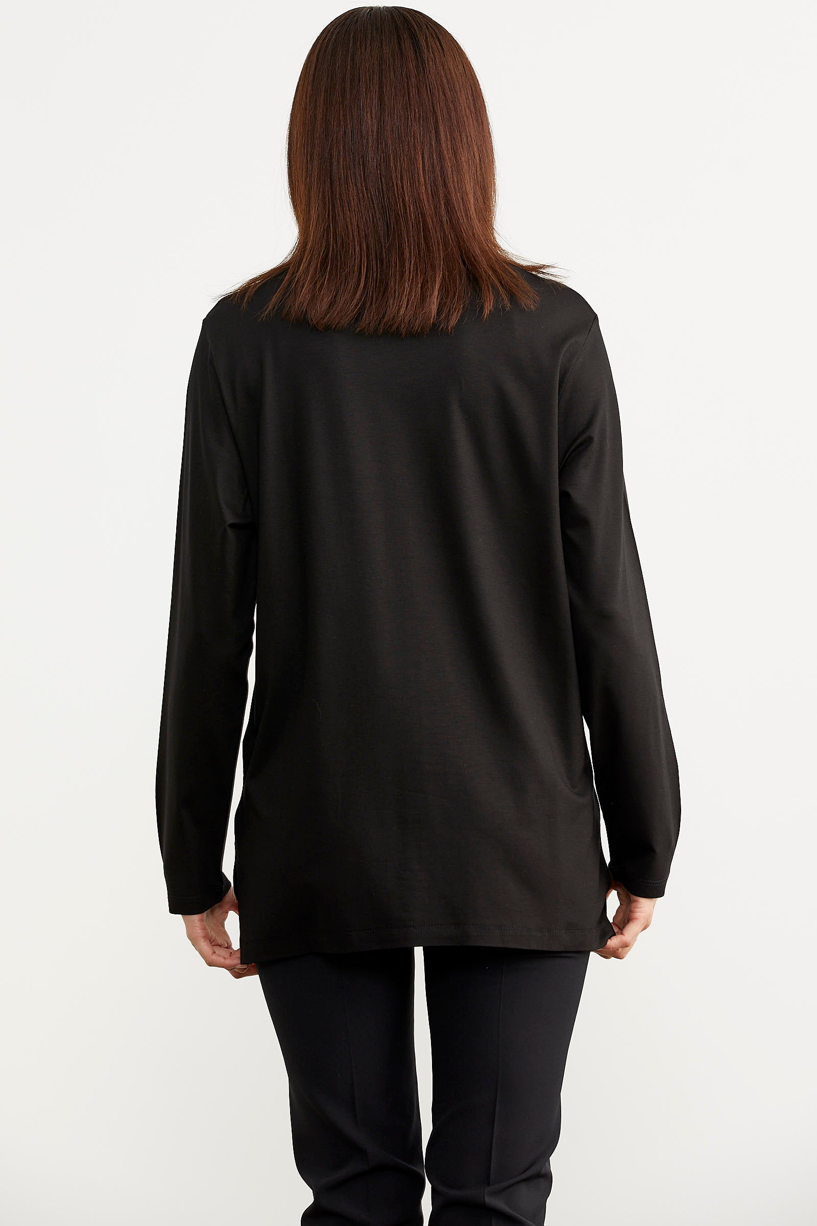 Büyük Beden Uzun Kol Tişört - Siyah (4) Sementa