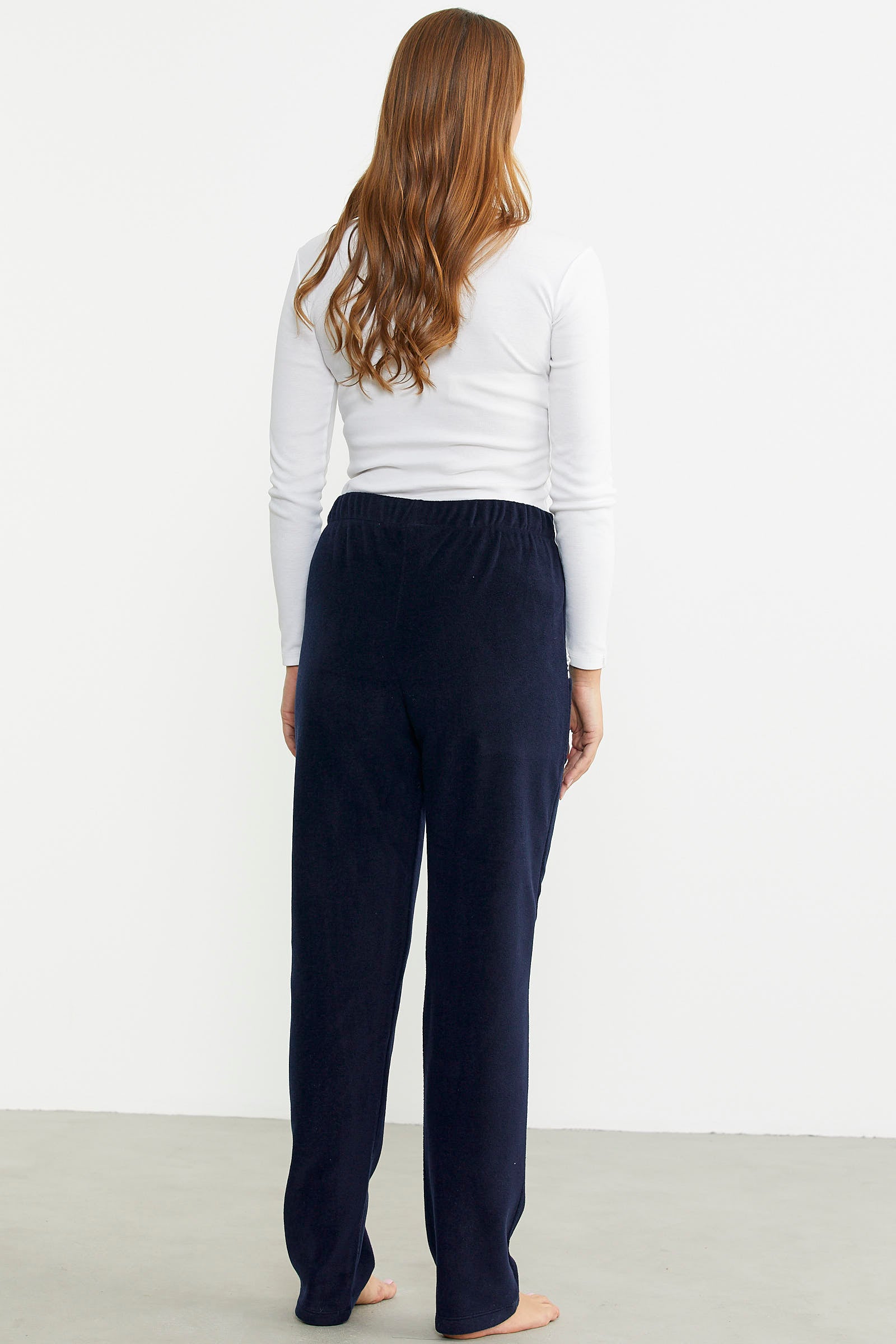 Cep Detaylı Düz Renk Polar Eşofman Altı - Lacivert - Sementa