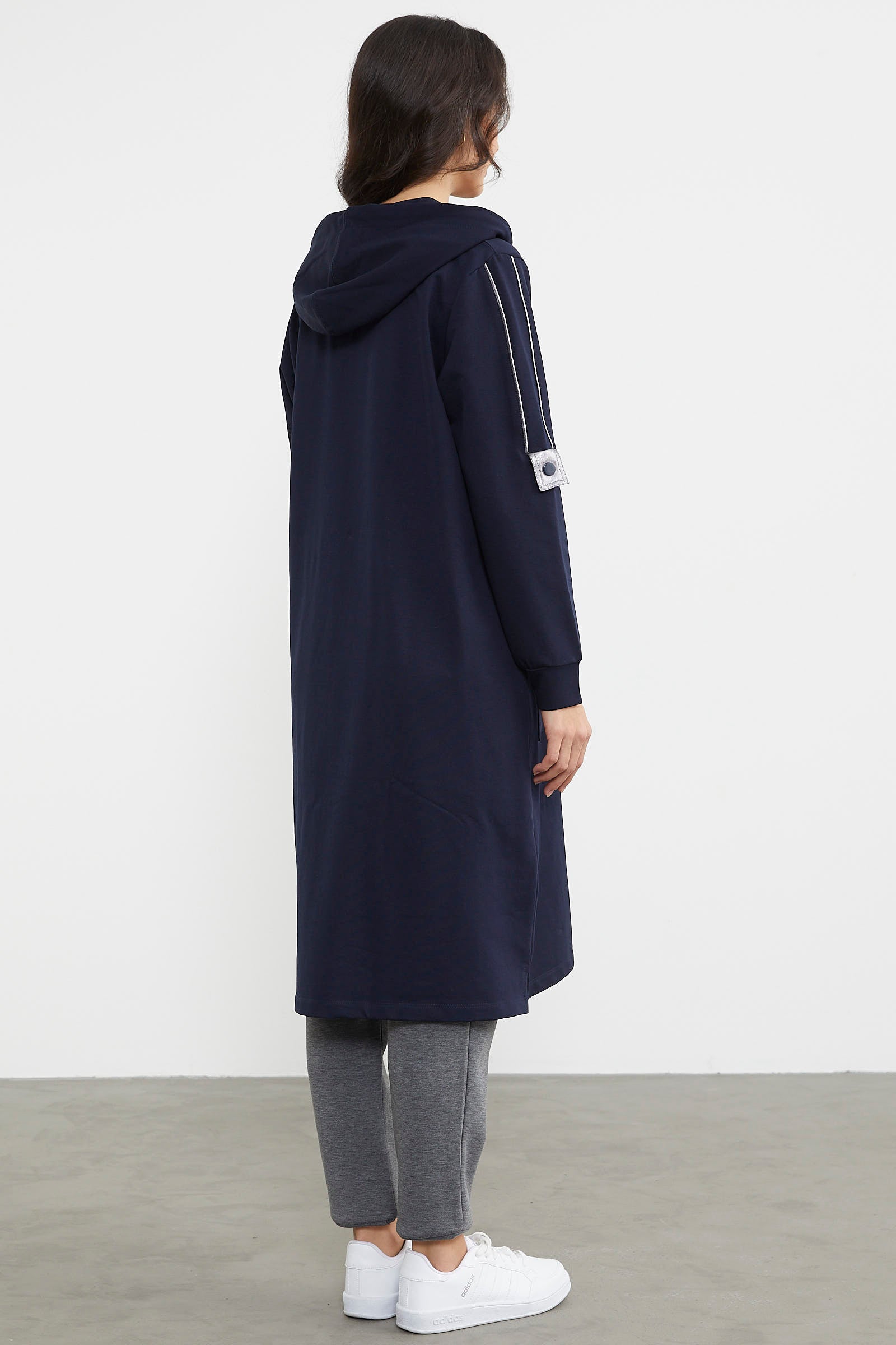 Cep Detaylı Tam Fermuarlı Kap - Lacivert (8) Sementa