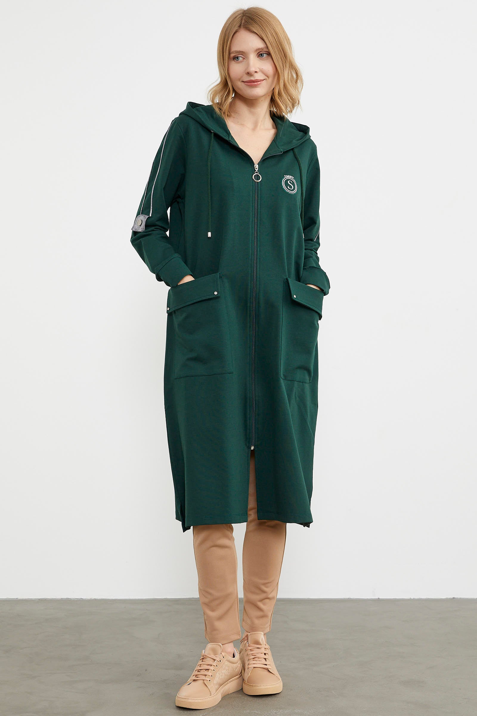 Cep Detaylı Tam Fermuarlı Kap - Yeşil (2) Sementa