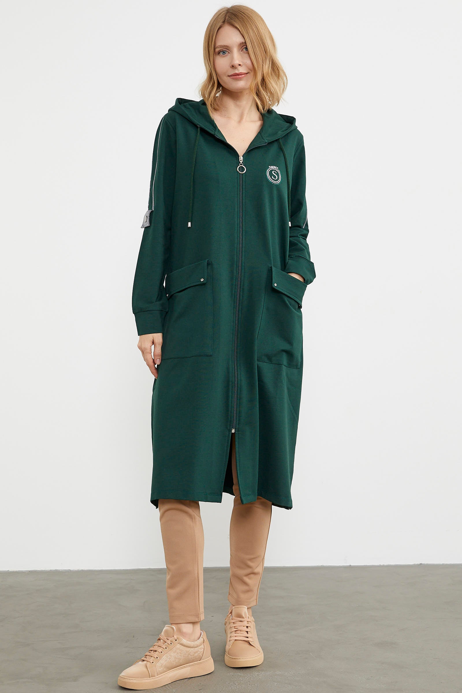 Cep Detaylı Tam Fermuarlı Kap - Yeşil (5) Sementa