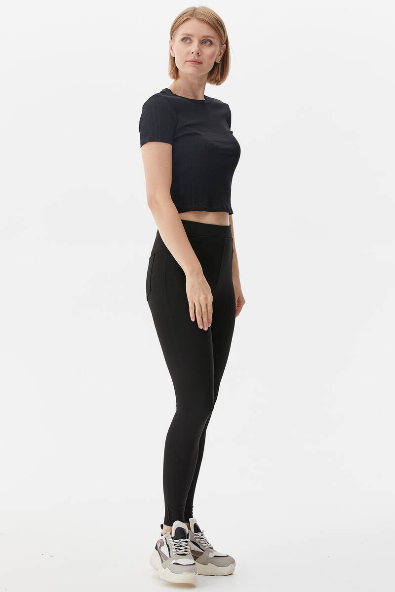 Cep Detaylı Tayt - Siyah (2) Sementa
