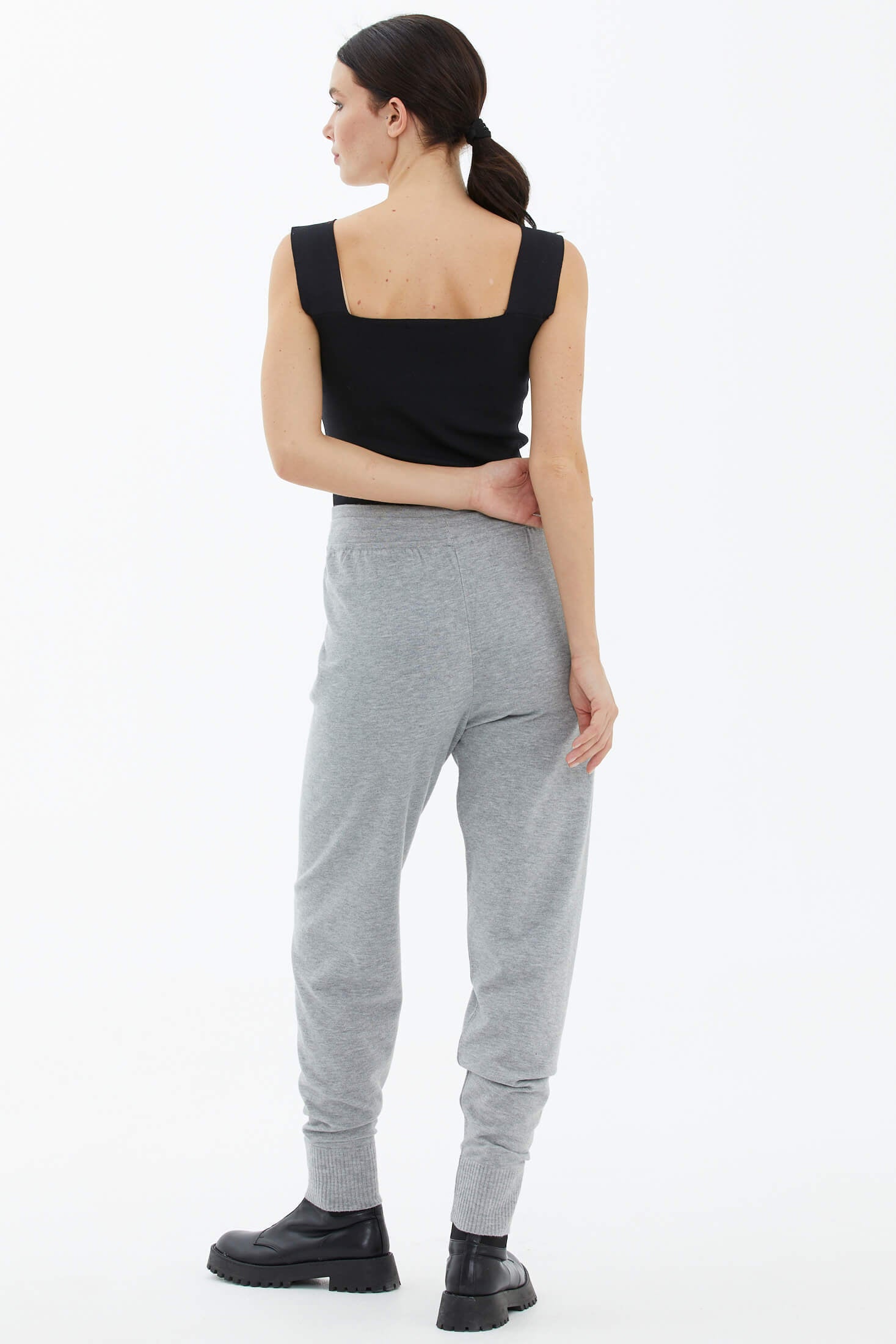 Cepli Bağcıklı Triko Pantolon - Açık Gri (4) Sementa