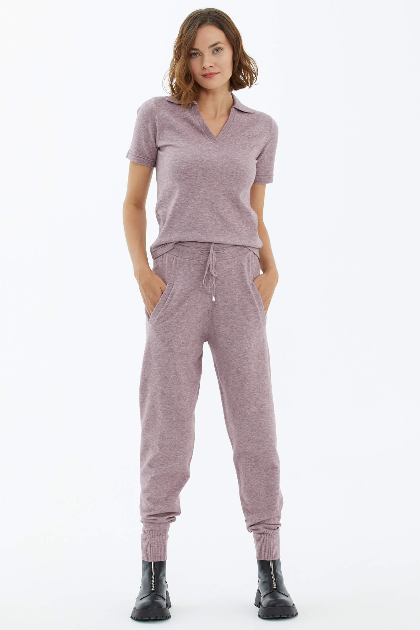 Cepli Bağcıklı Triko Pantolon - Gül (3) Sementa