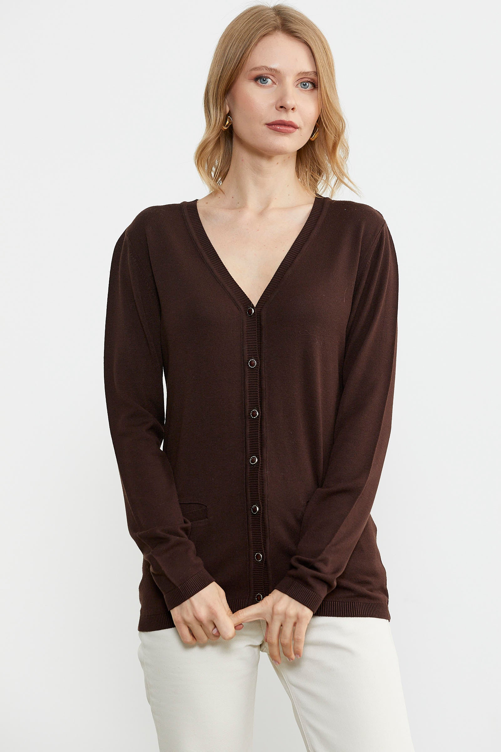 Cepli Basic Triko Hırka - Kahve (3) Sementa