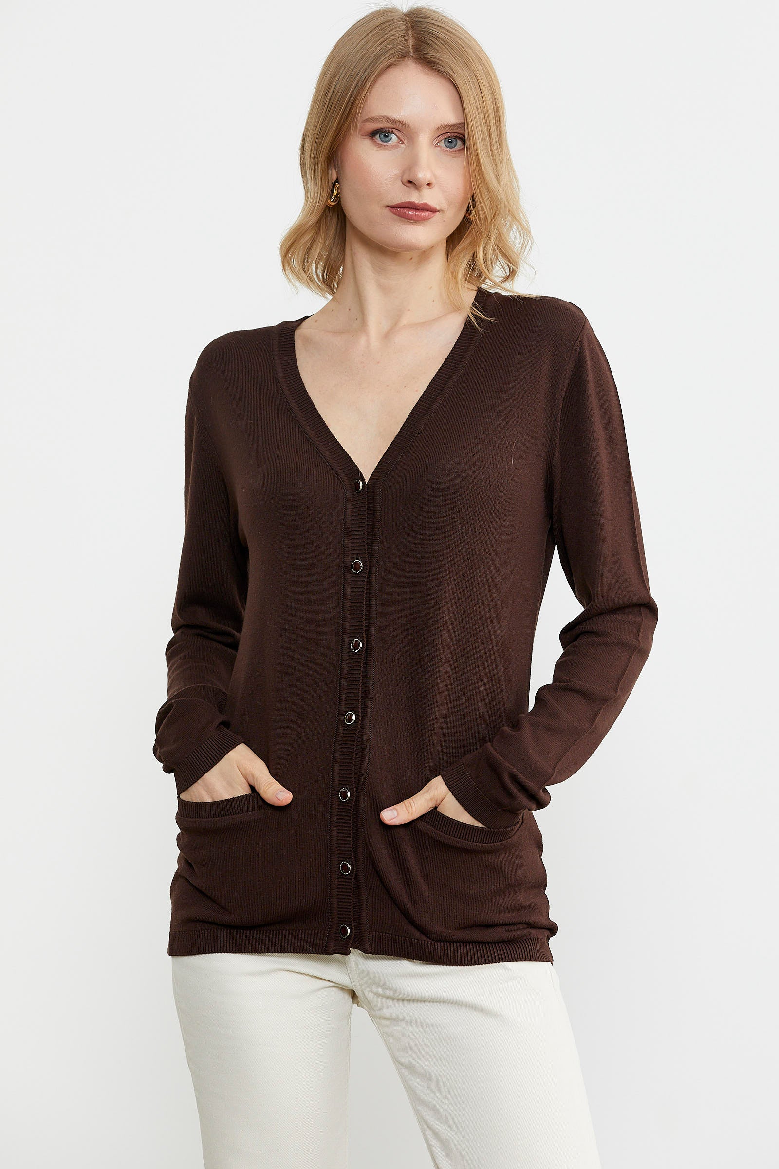 Cepli Basic Triko Hırka - Kahve (4) Sementa