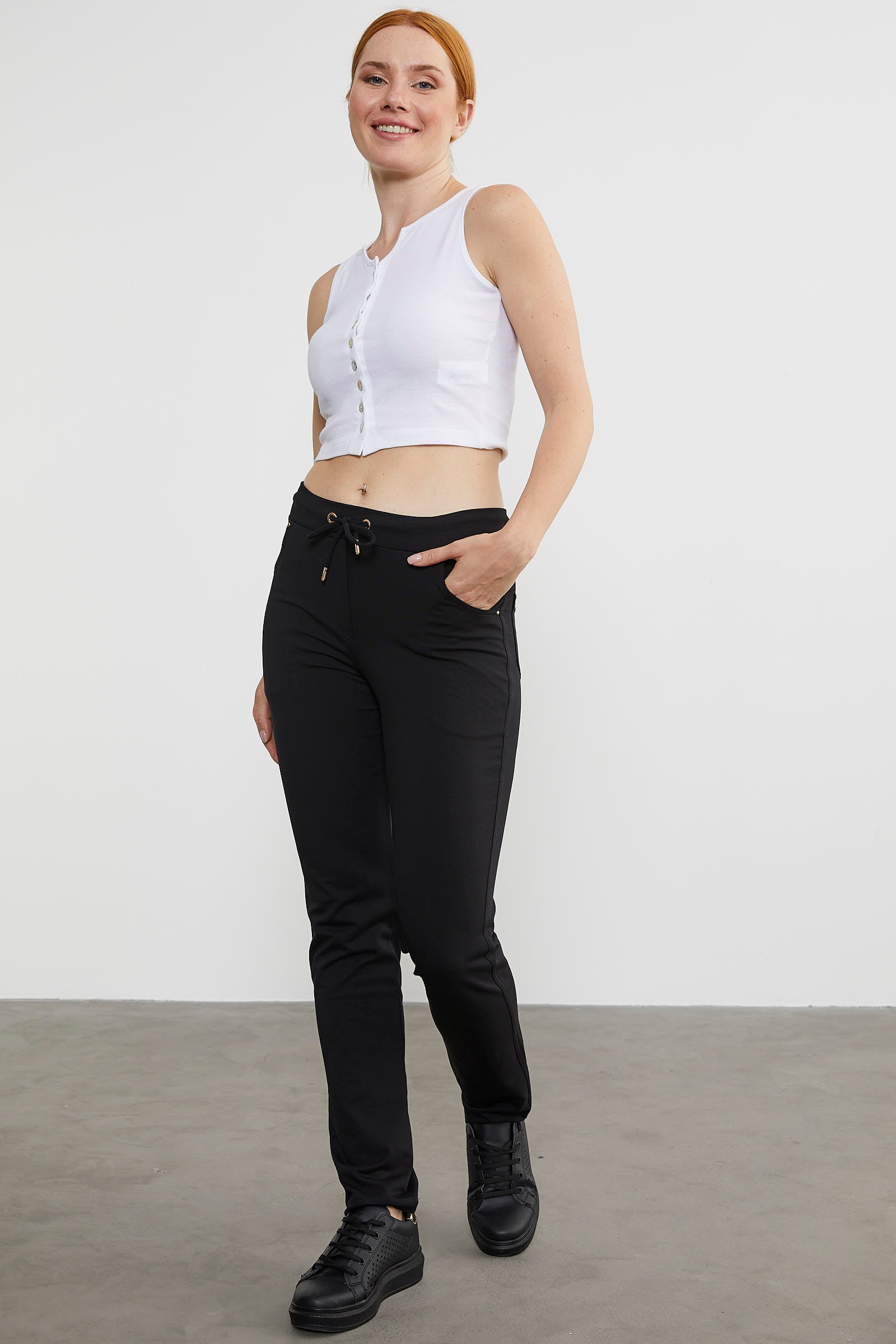 Cepli Düz Paça Eşofman Altı - Siyah (1) Sementa