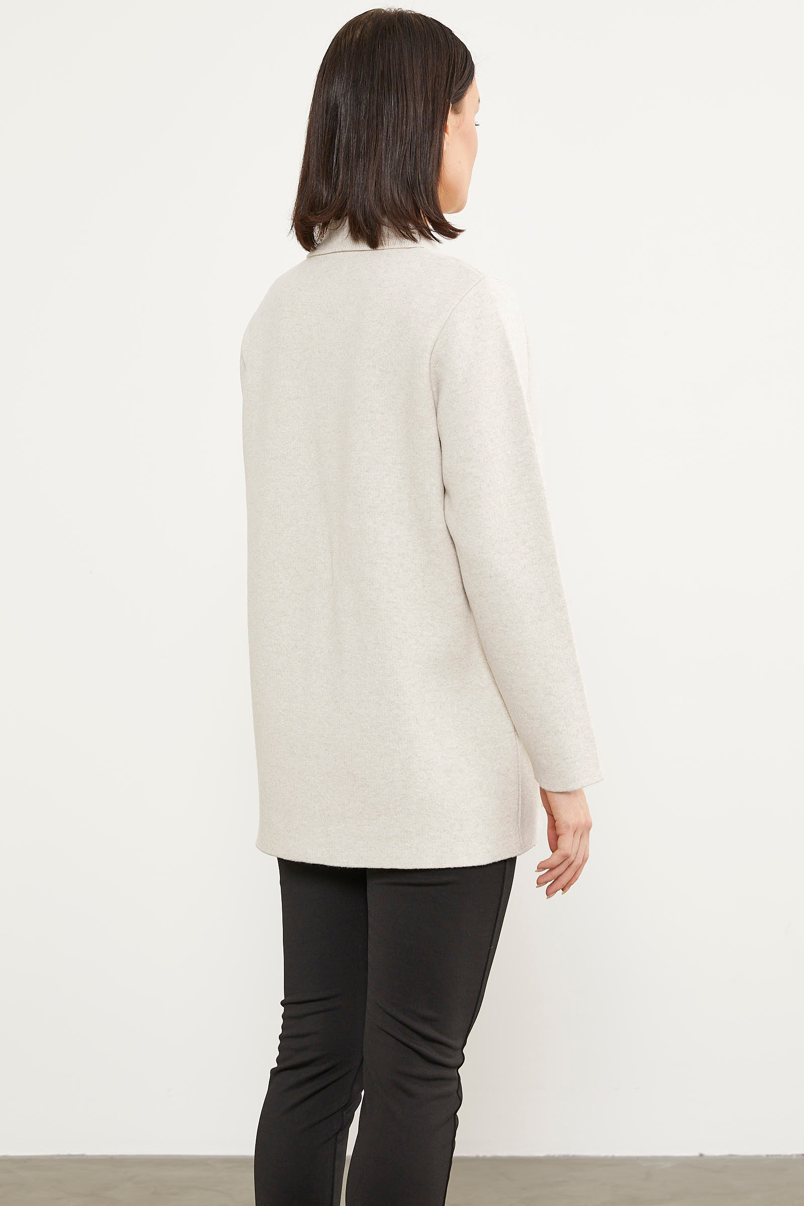 Cepli Gömlek Yaka Fermuarlı Triko Hırka - Açık Bej (6) Sementa