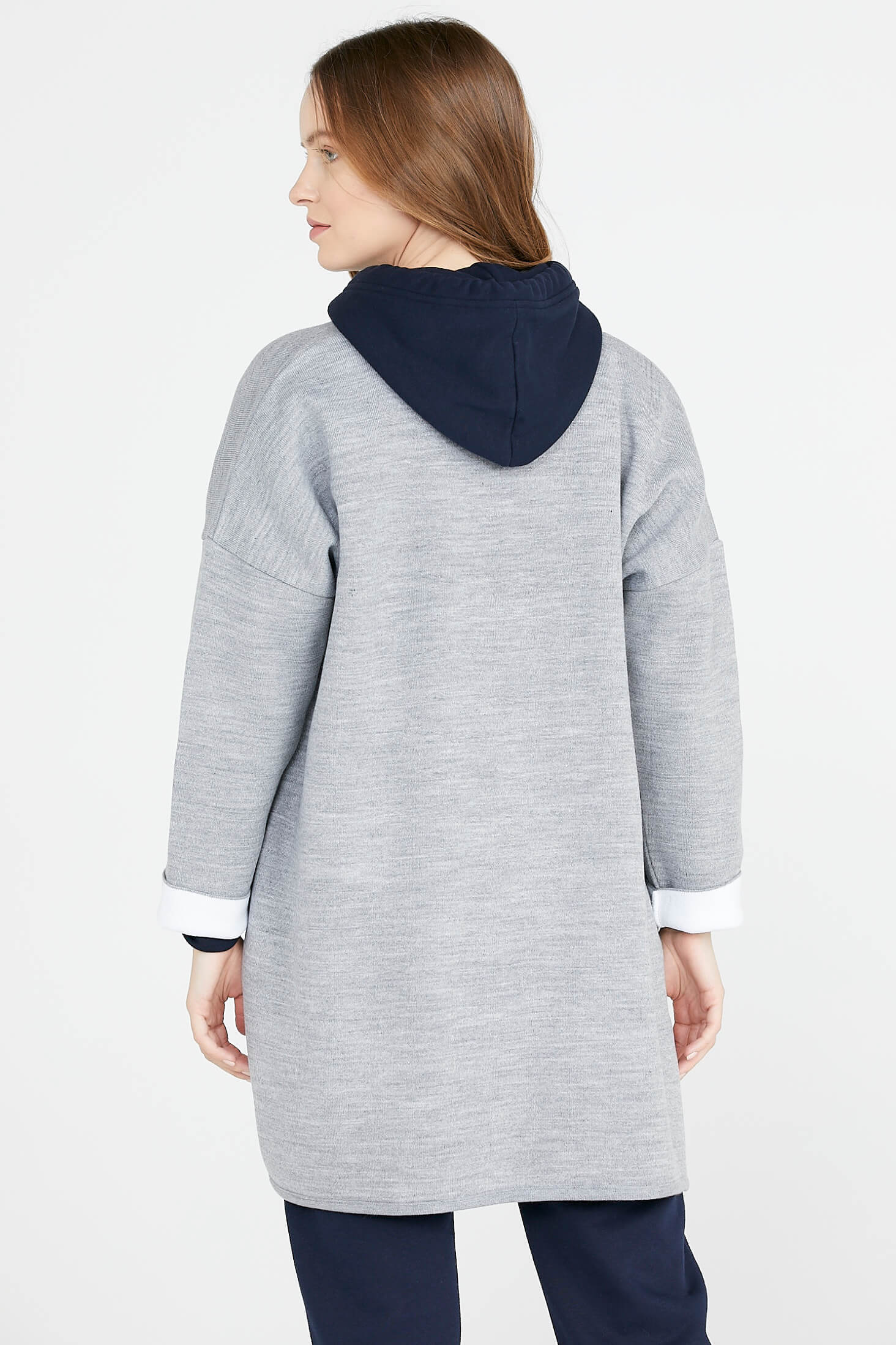 Cepli İki Renk Hırka - Gri - Beyaz (4) Sementa