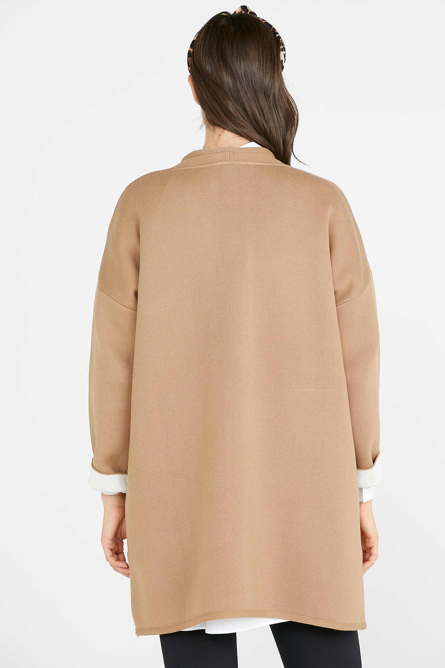 Cepli İki Renk Hırka - Kamel- Kemik (3) Sementa