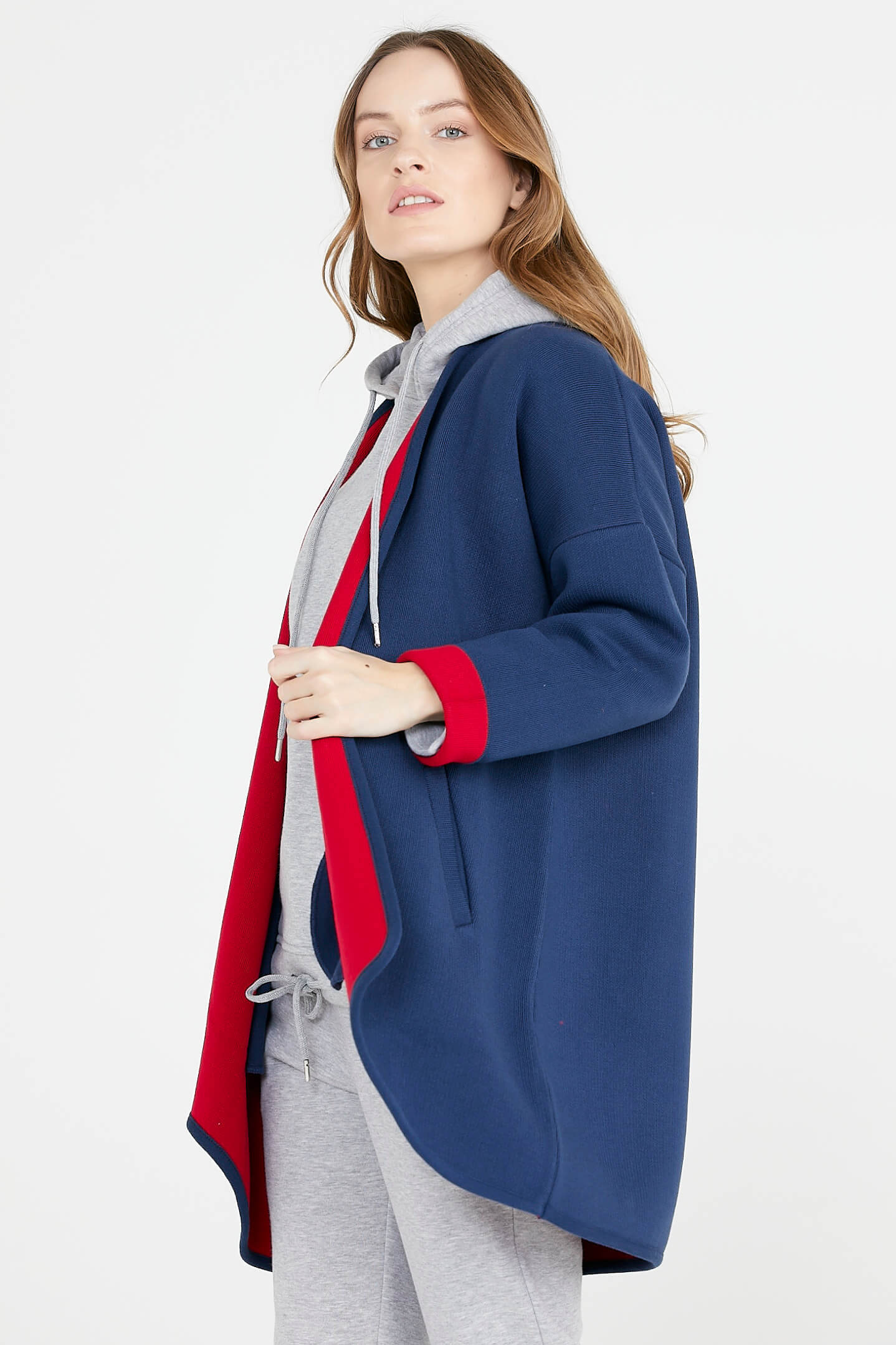 Cepli İki Renk Hırka - Lacivert - Kırmızı (3) Sementa