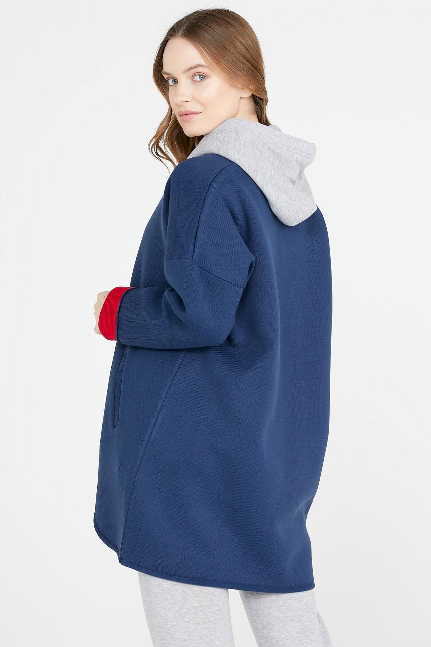 Cepli İki Renk Hırka - Lacivert - Kırmızı (4) Sementa