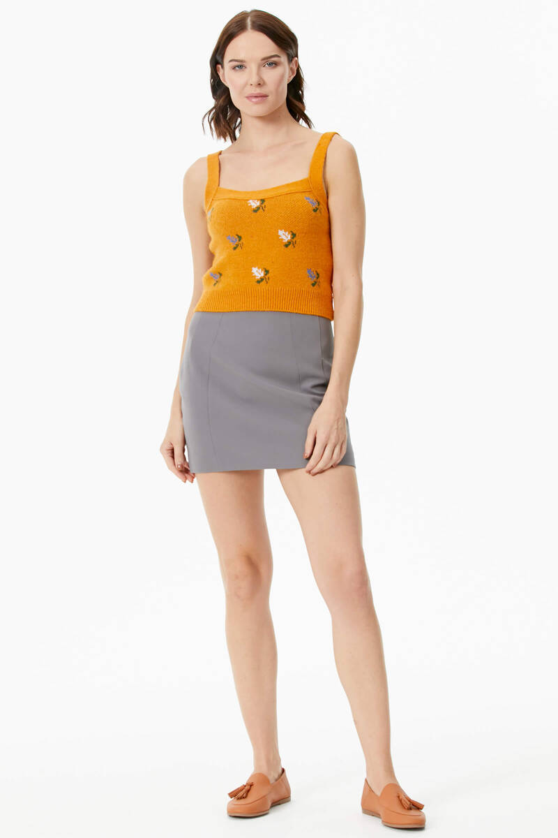 Çiçek Motifli Crop Triko Takım - Güneş (7) Sementa
