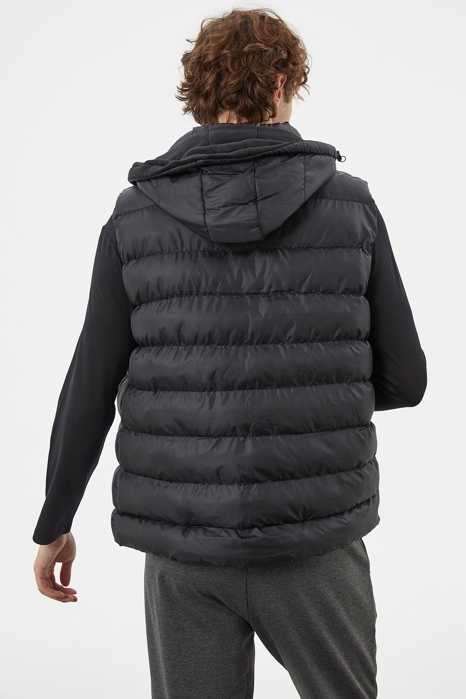 Çıkma Kapüşonlu Fermuarlı Şişme Yelek - Siyah (7) Sementa