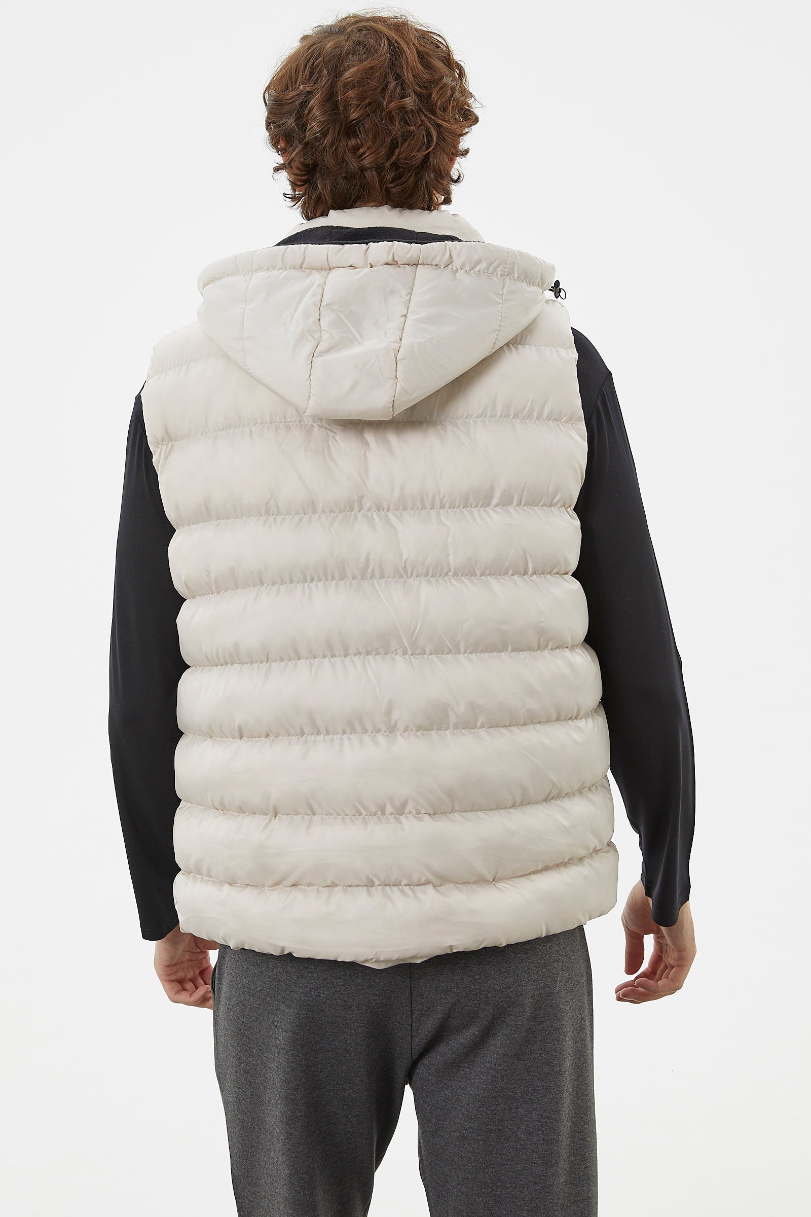 Çıkma Kapüşonlu Fermuarlı Şişme Yelek - Taş (7) Sementa