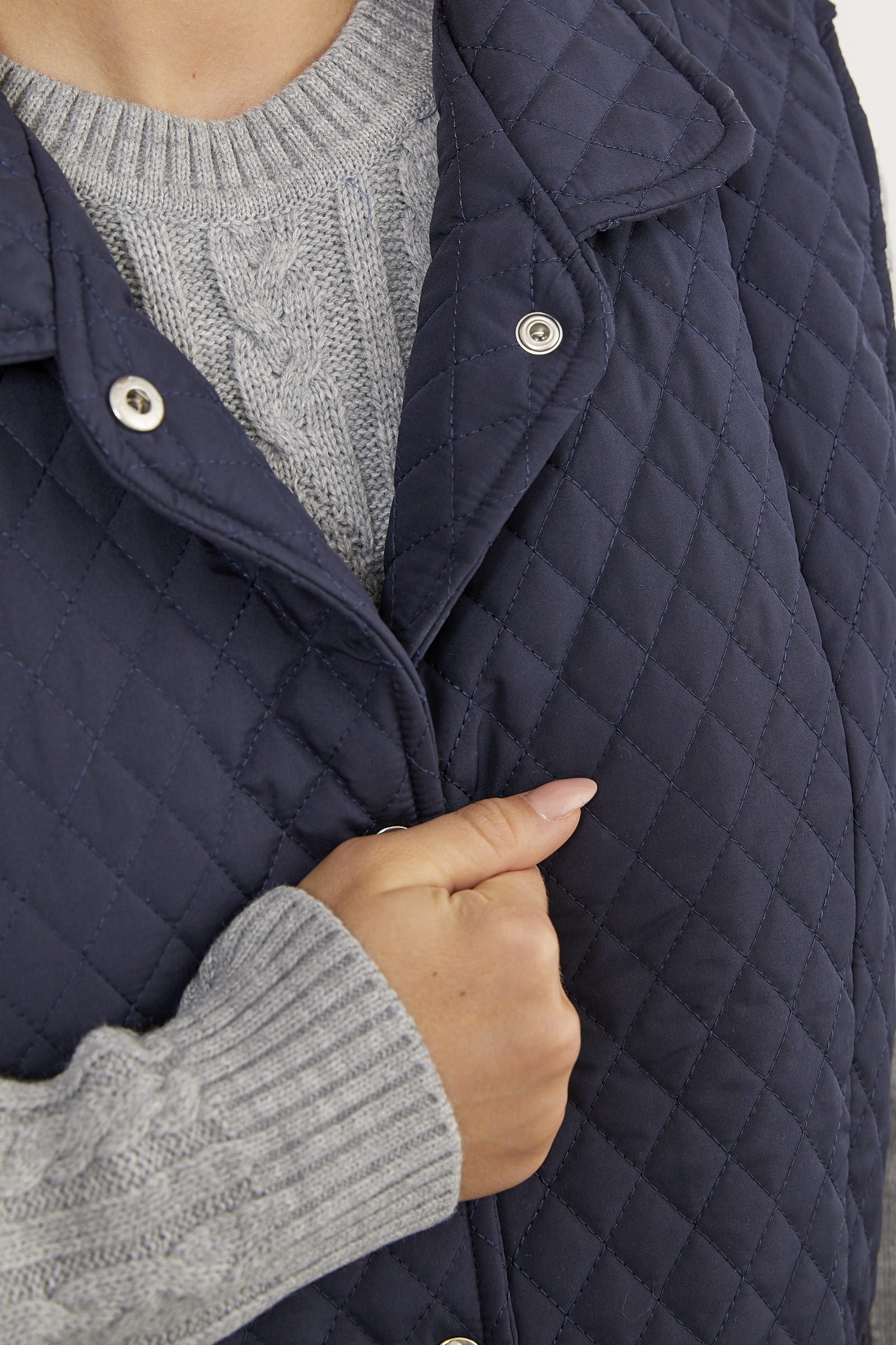 Çıt Çıtlı Fermuar Cepli Kapitone Yelek - Lacivert (5) Sementa