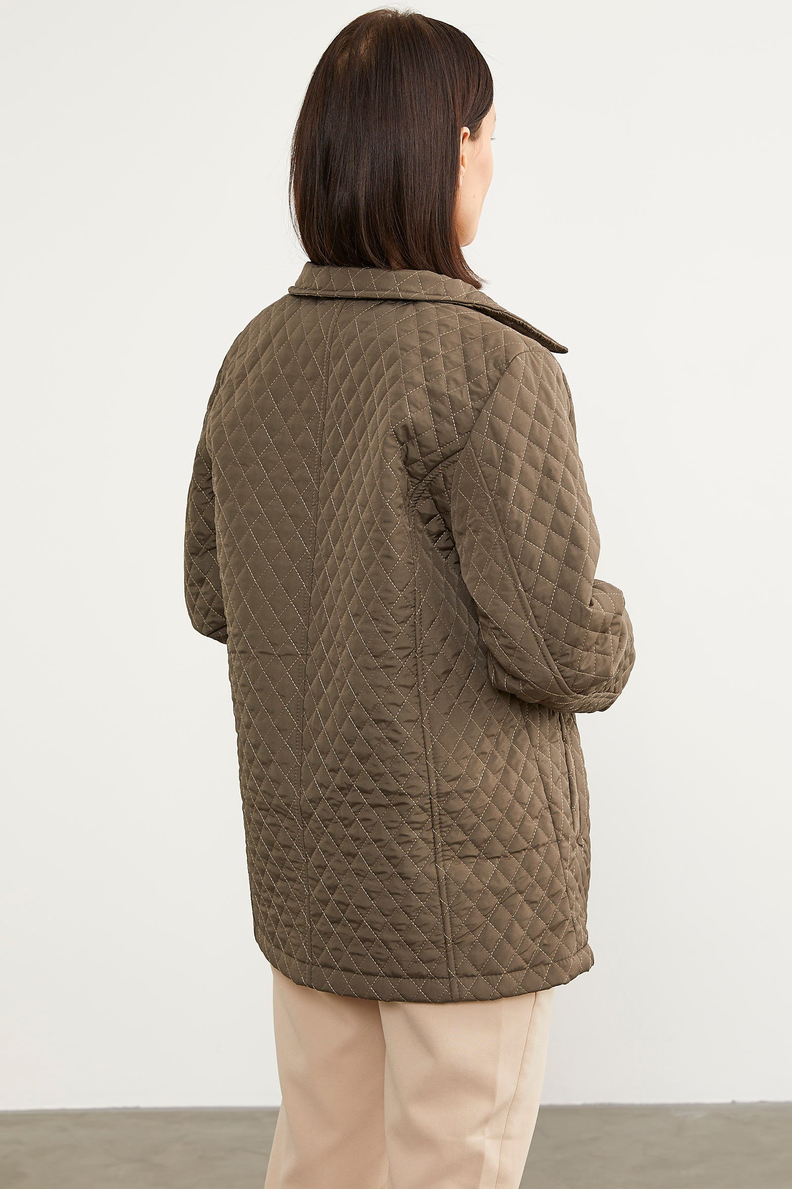 Çıt Çıtlı Gömlek Yaka Kapitone Mont - Haki (7) Sementa