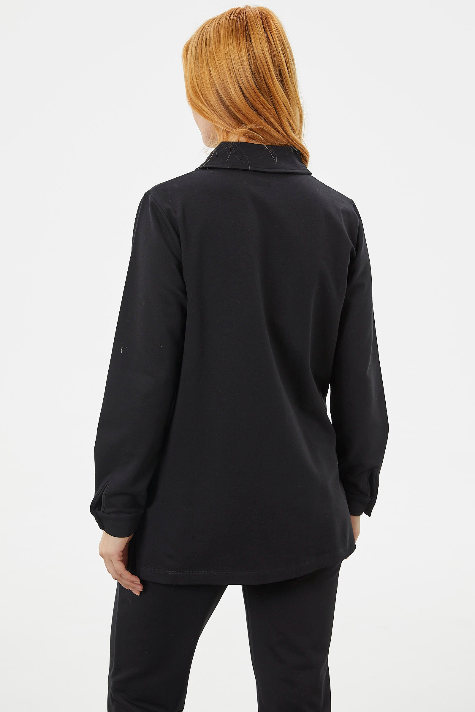 Çıtçıtlı Cep Detaylı Tunik Eşofman Takım - Siyah (6) Sementa