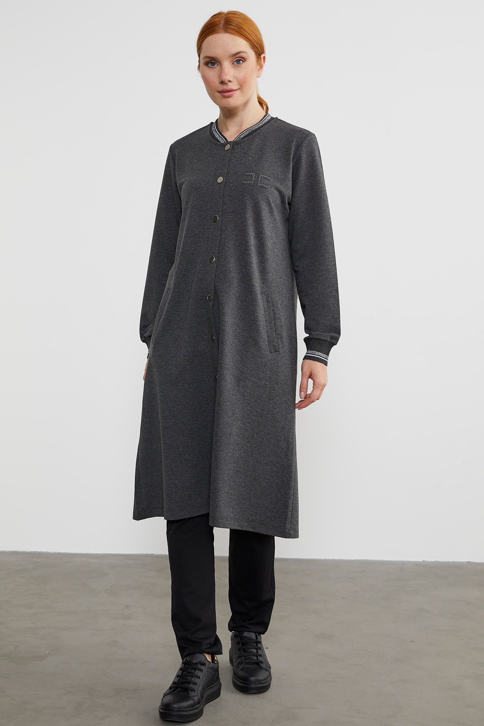 Çıtçıtlı Sıfır Yaka Kap - Antrasit (2) Sementa