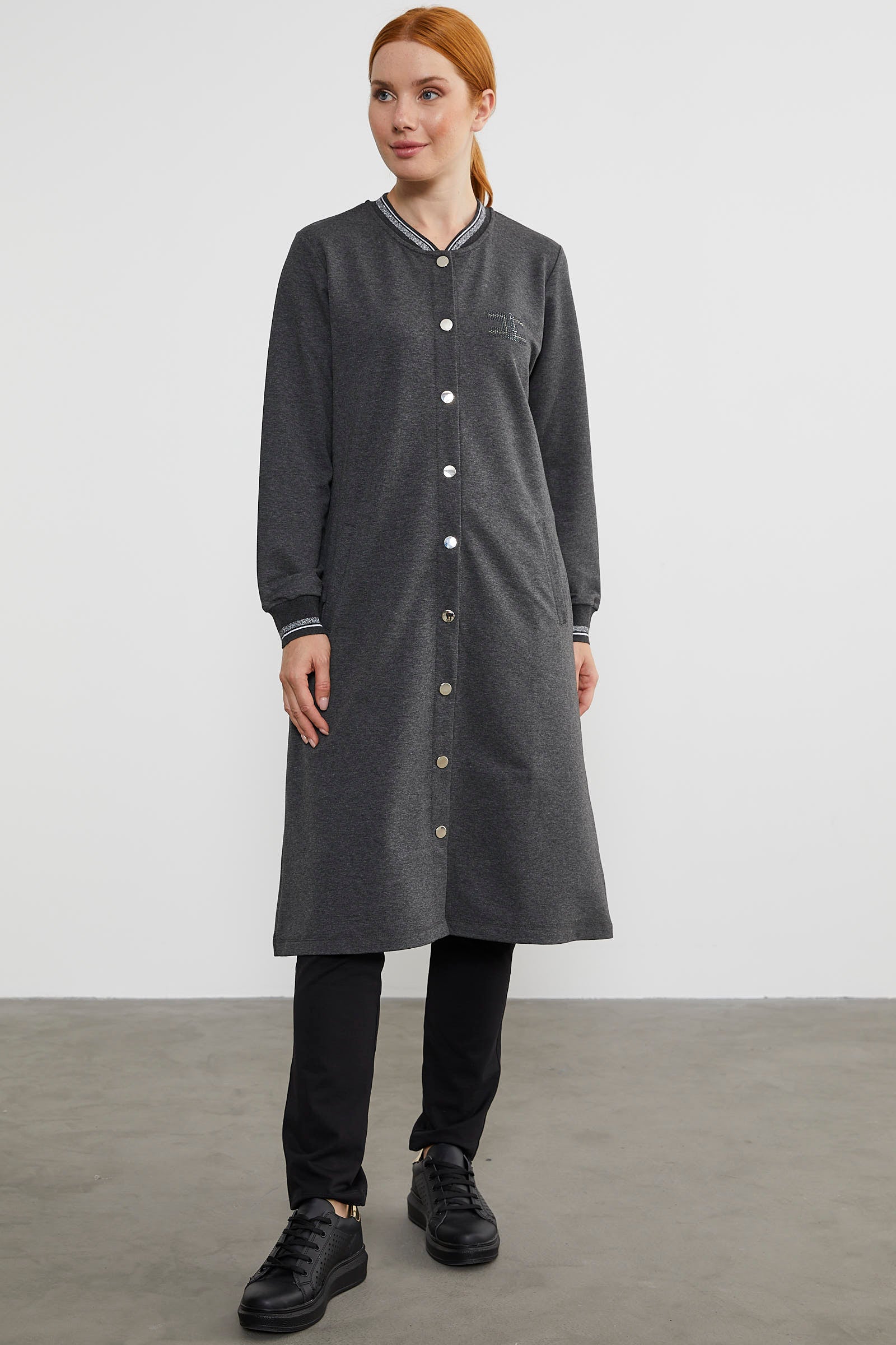 Çıtçıtlı Sıfır Yaka Kap - Antrasit (3) Sementa