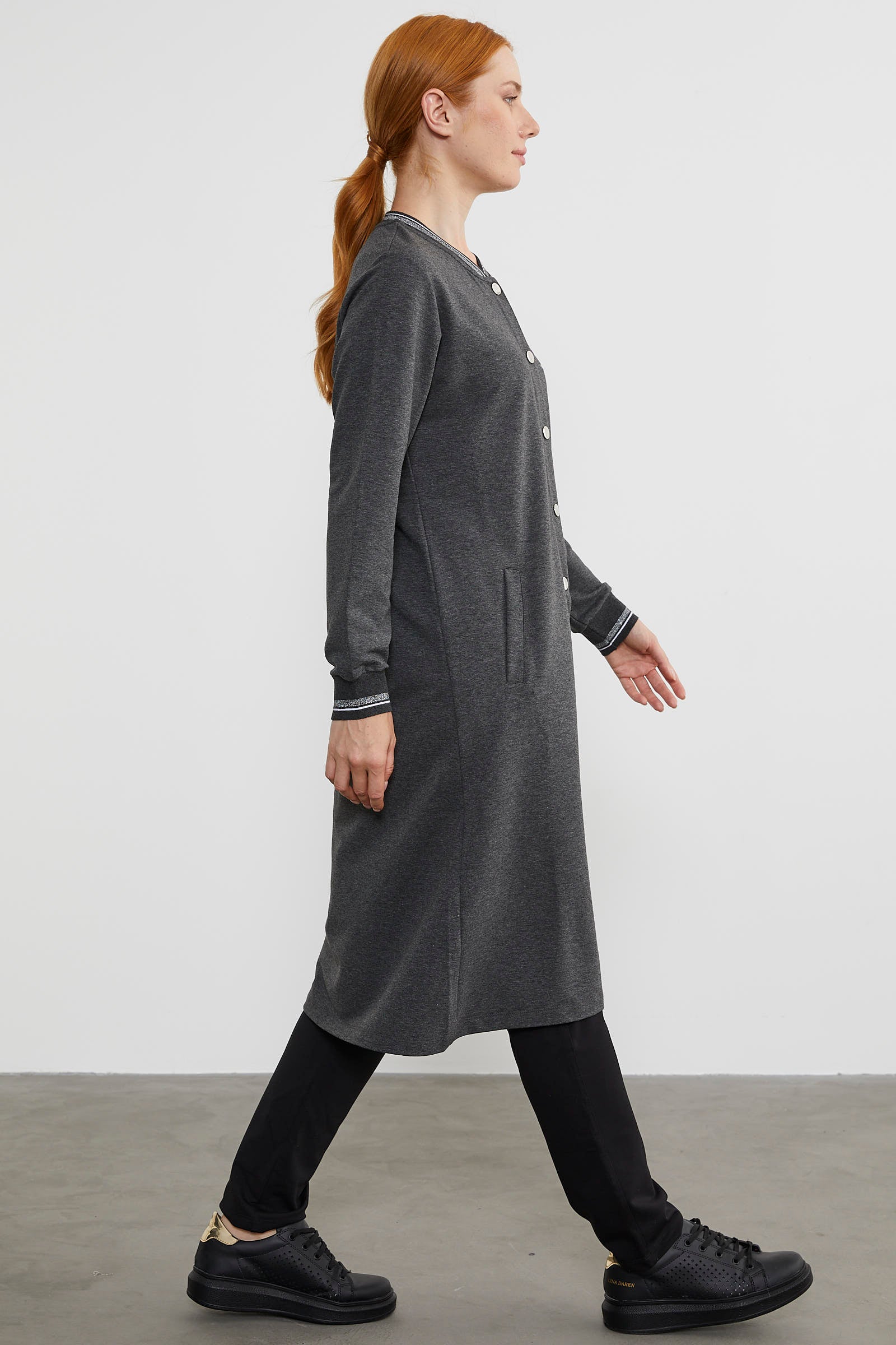 Çıtçıtlı Sıfır Yaka Kap - Antrasit (4) Sementa