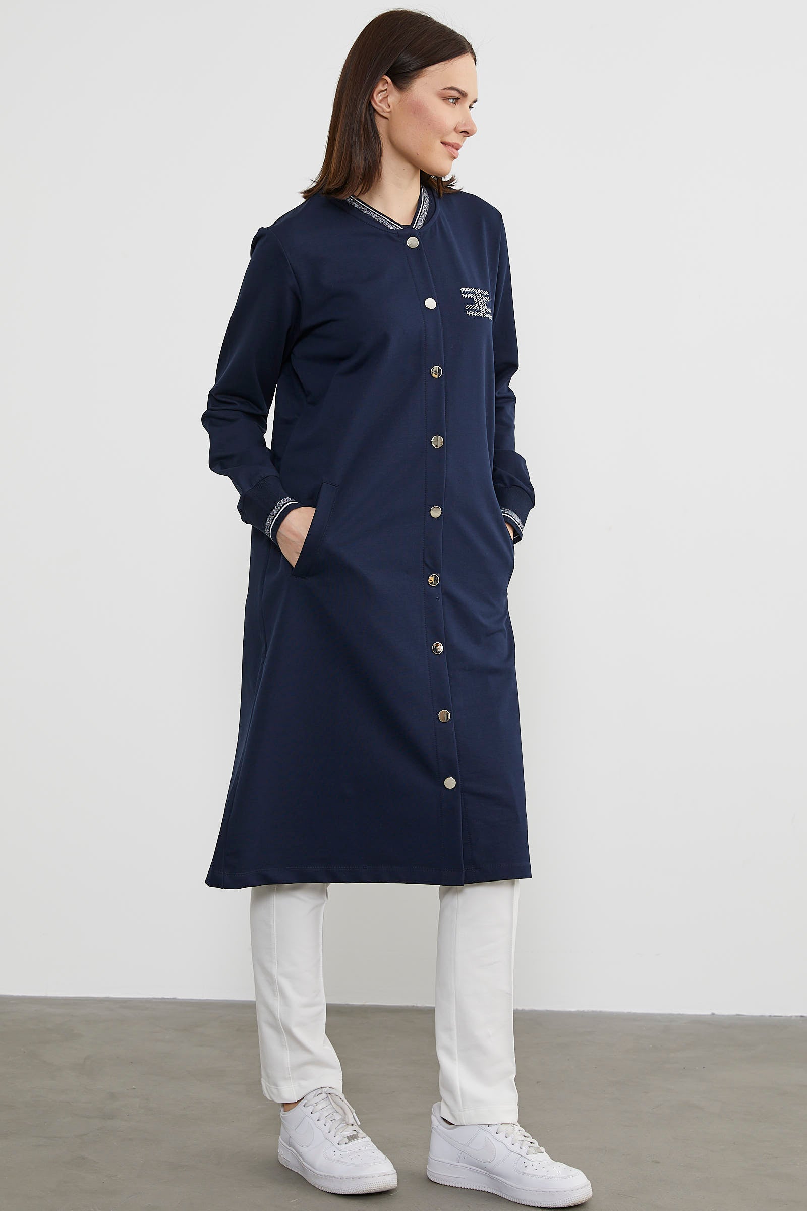 Çıtçıtlı Sıfır Yaka Kap - Lacivert (3) Sementa