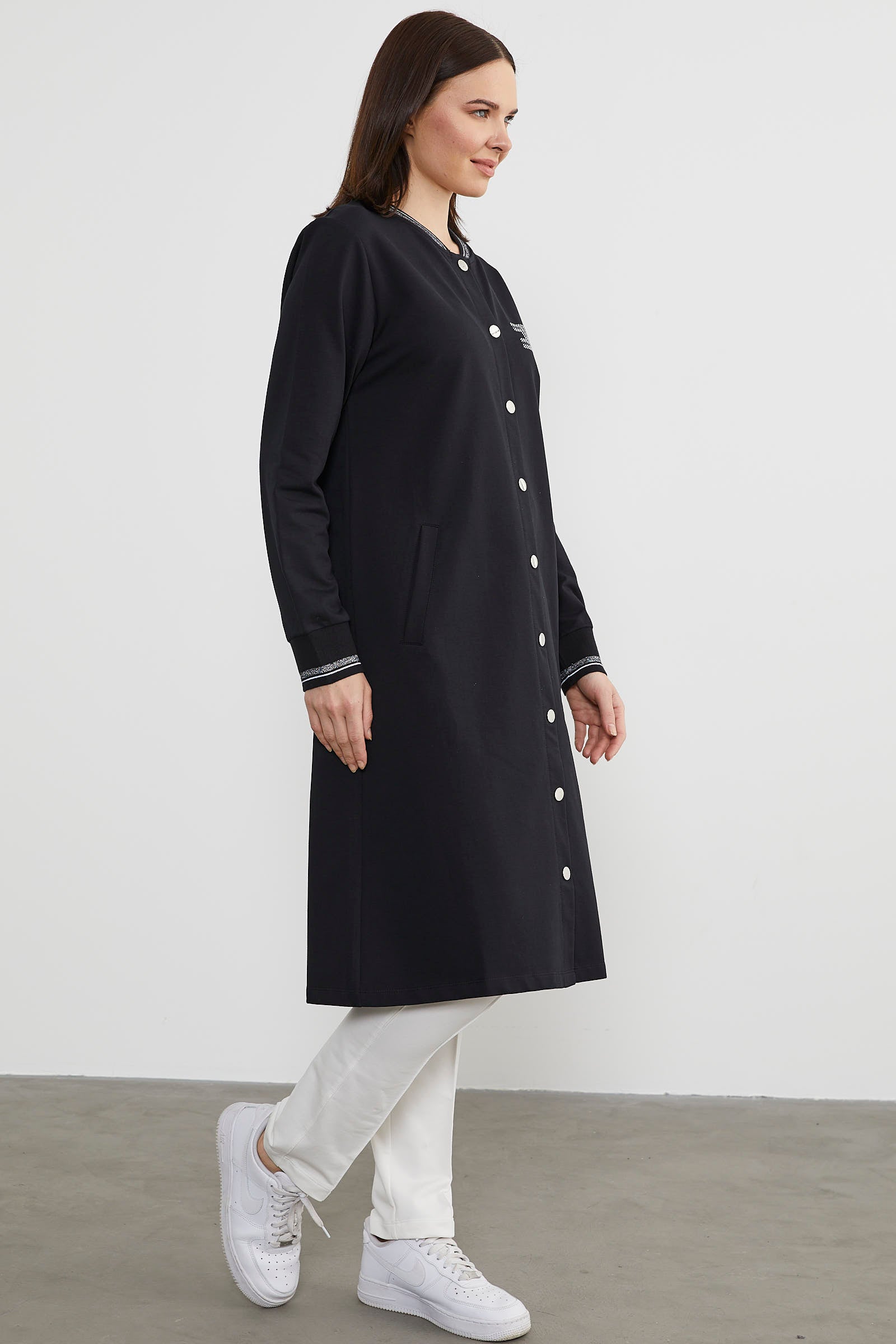 Çıtçıtlı Sıfır Yaka Kap - Siyah (4) Sementa