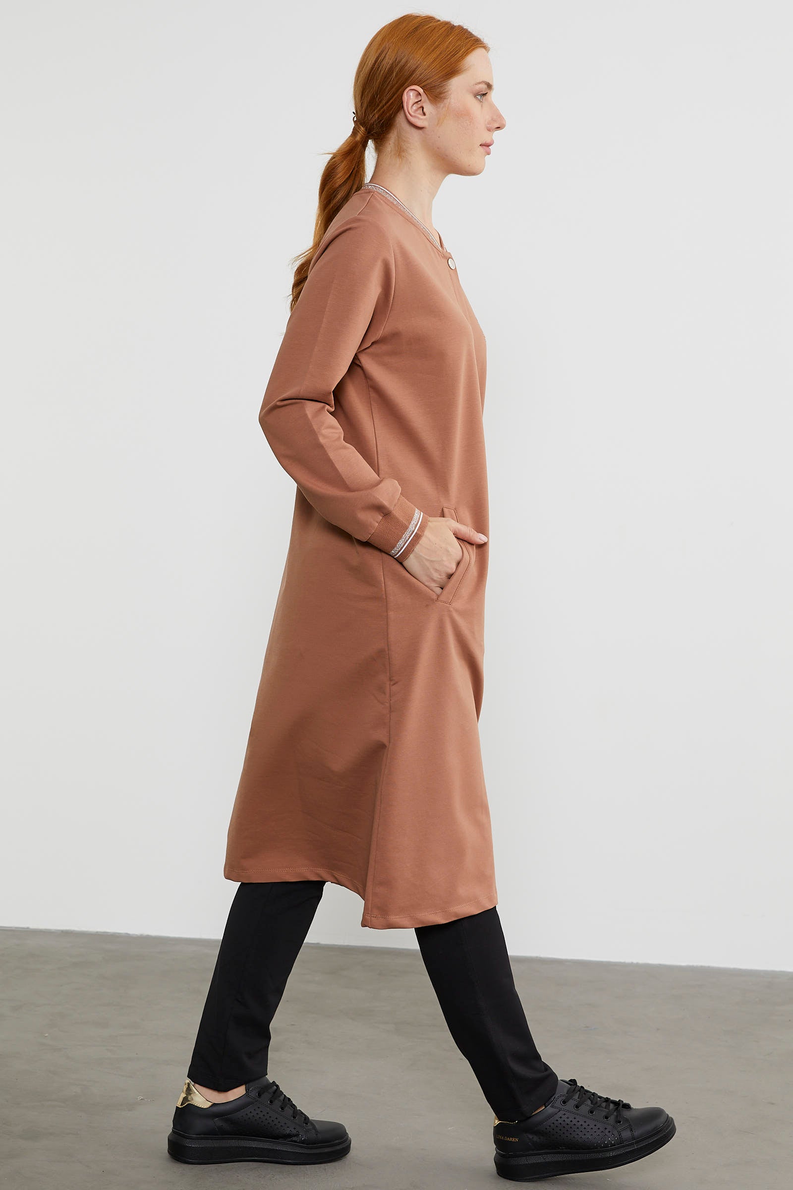 Çıtçıtlı Sıfır Yaka Kap - Sütlü Kahve (5) Sementa