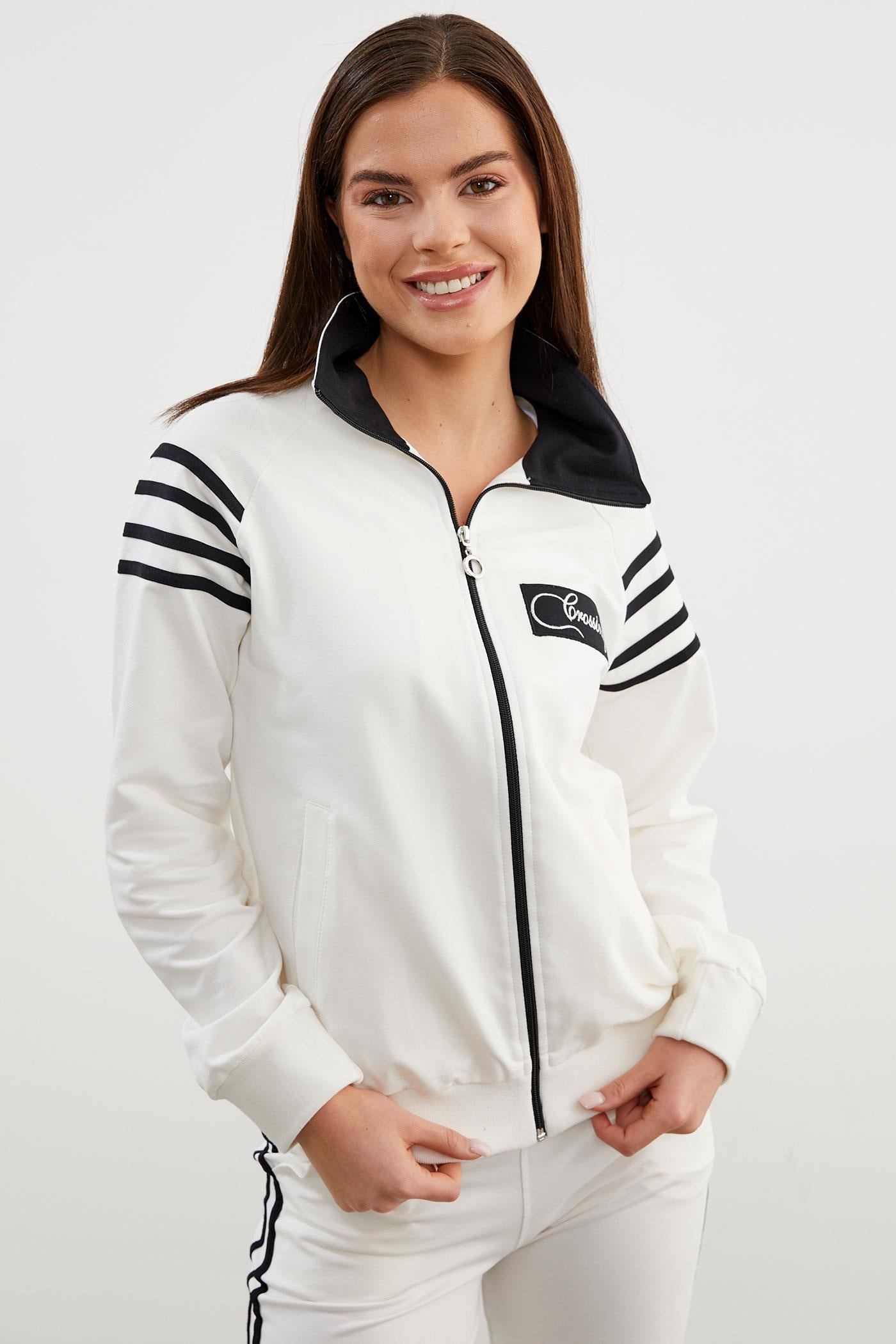 Çizgi Detaylı Dik Yaka Eşofman Takım - Ekru (5) Sementa