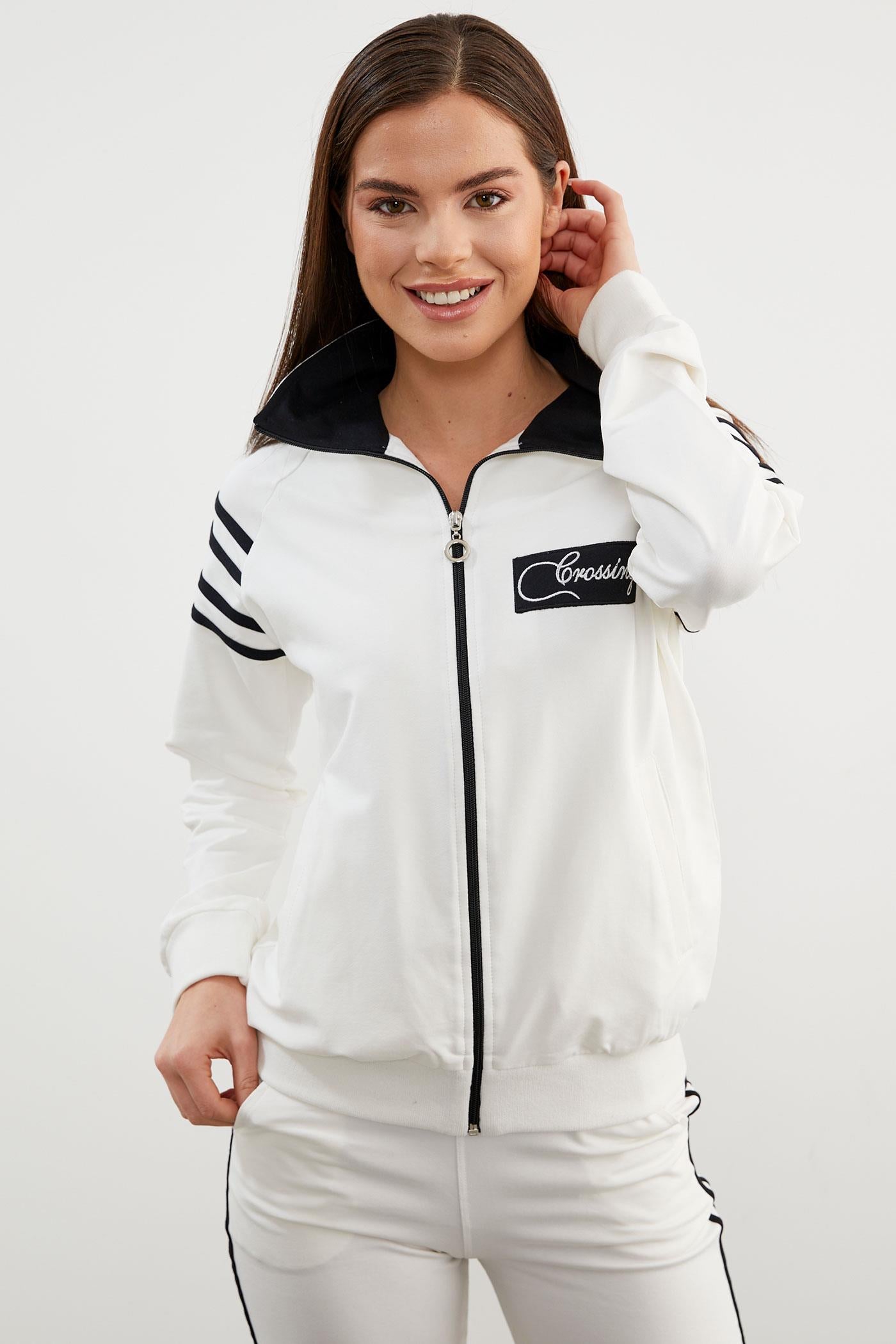 Çizgi Detaylı Dik Yaka Eşofman Takım - Ekru (6) Sementa