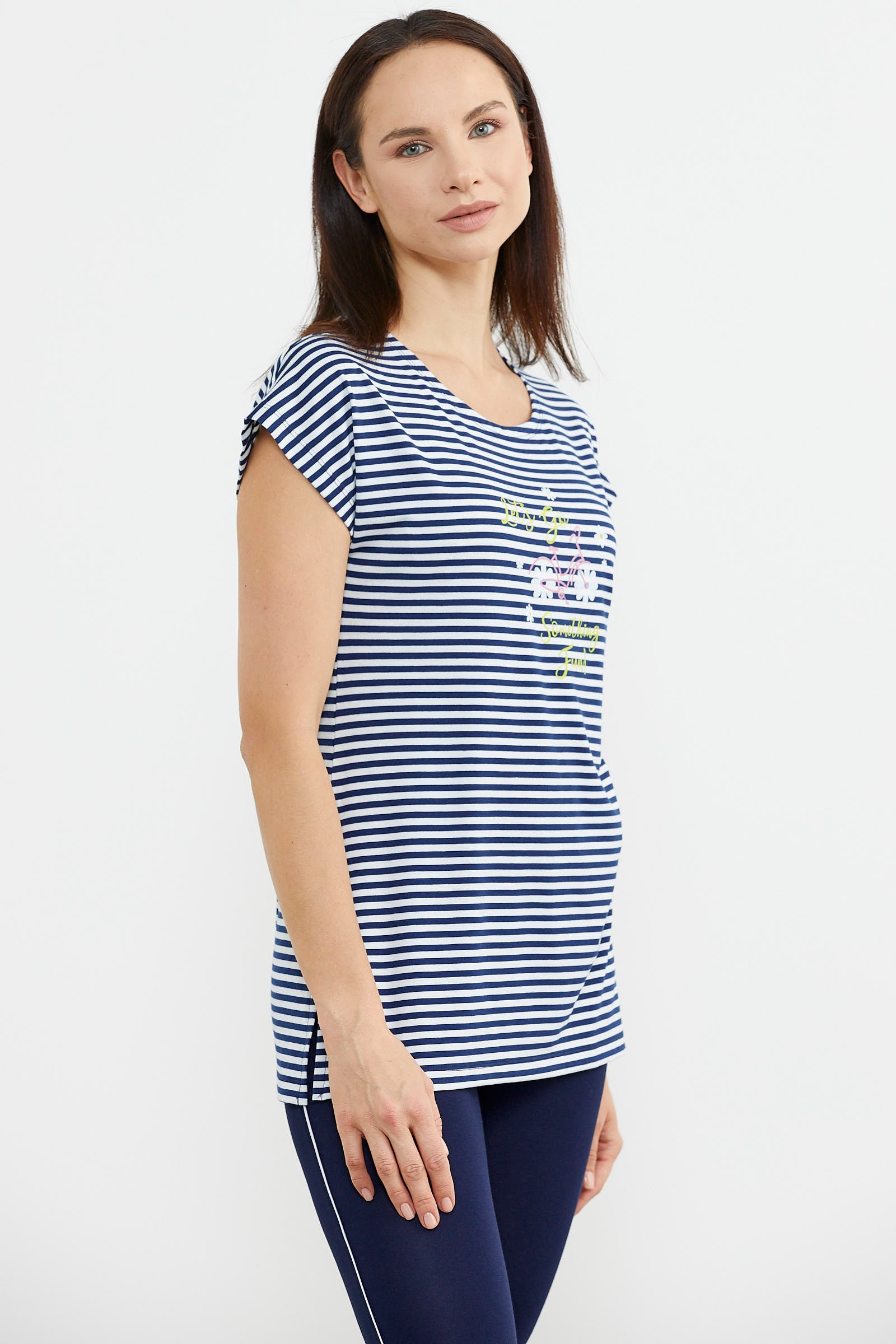 Çizgi Kombinli Taytlı İkili Takım - Lacivert (4) Sementa