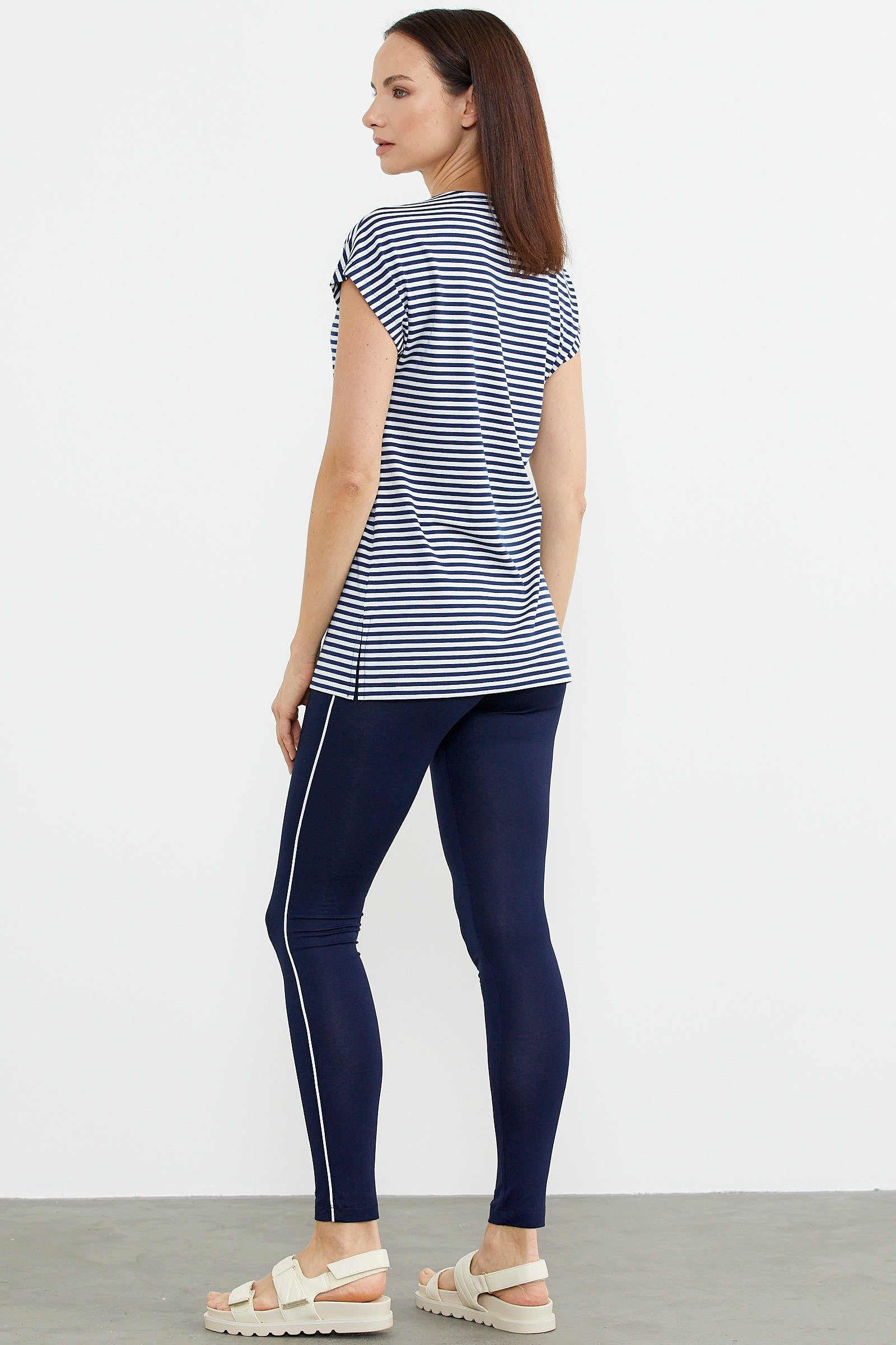 Çizgi Kombinli Taytlı İkili Takım - Lacivert (6) Sementa