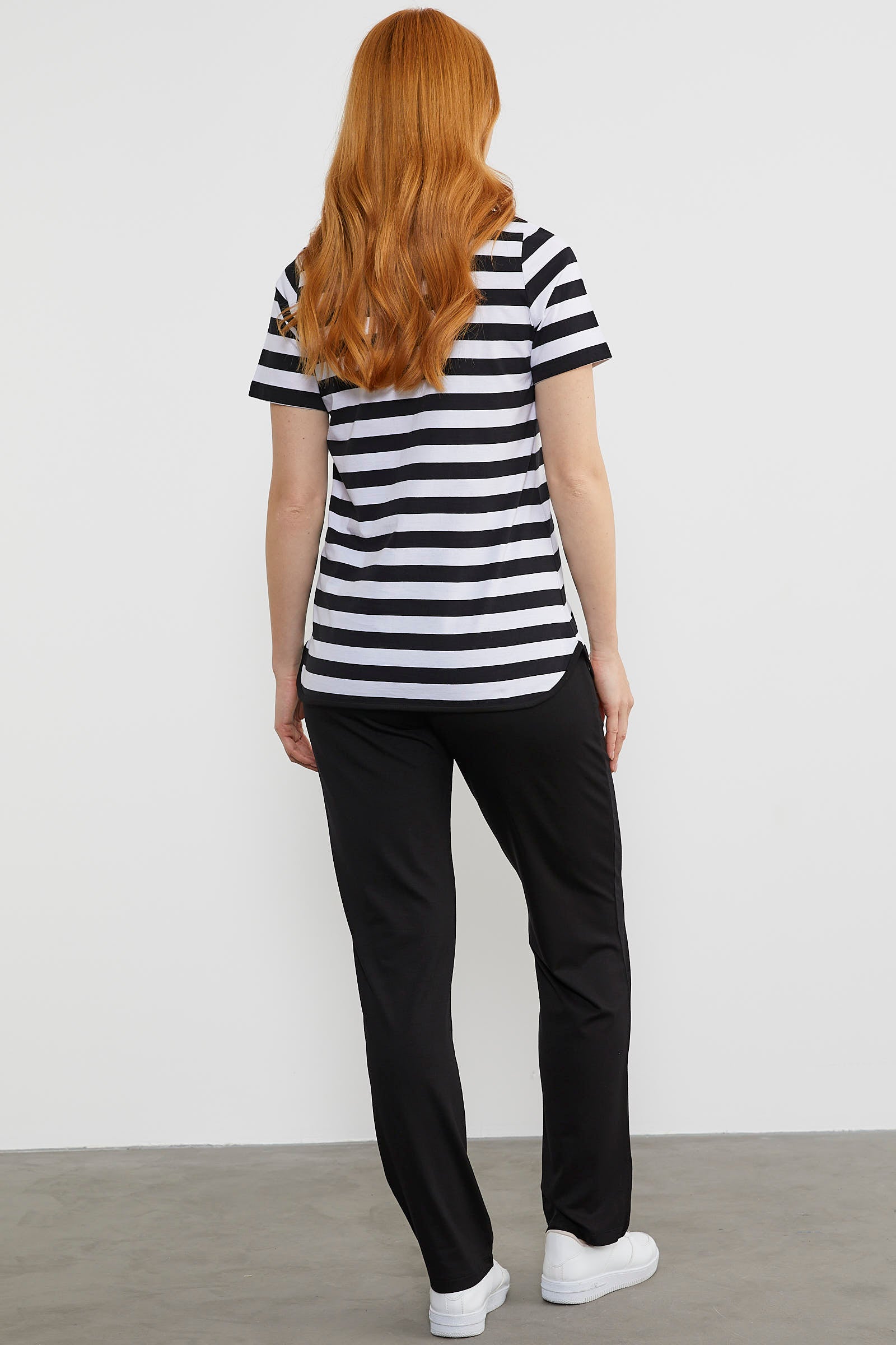 Çizgili Kısa Kol Patlı Yaka Takım - Siyah (6) Sementa