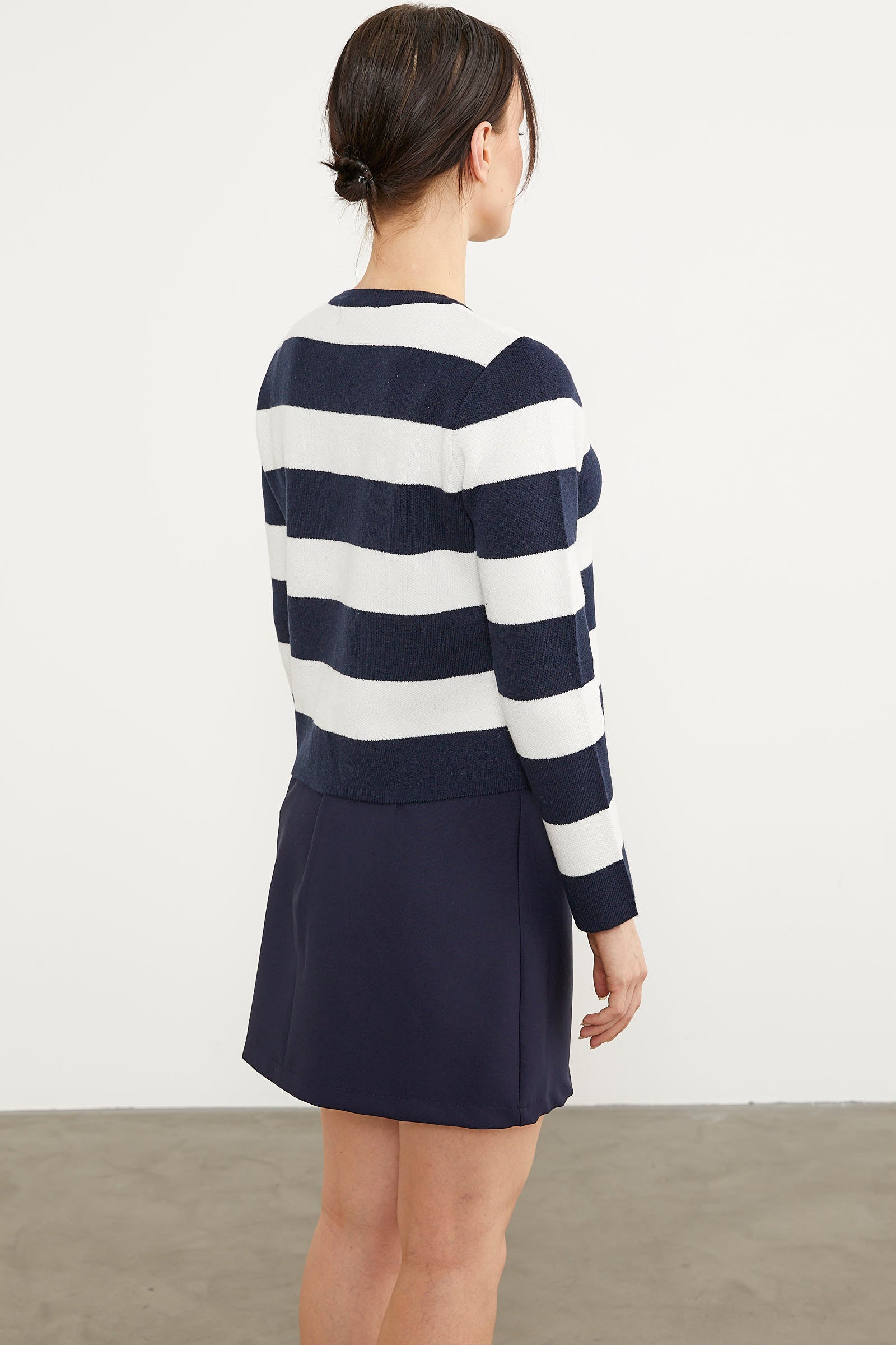 Çizgili Kısa Triko Hırka - Lacivert (5) Sementa