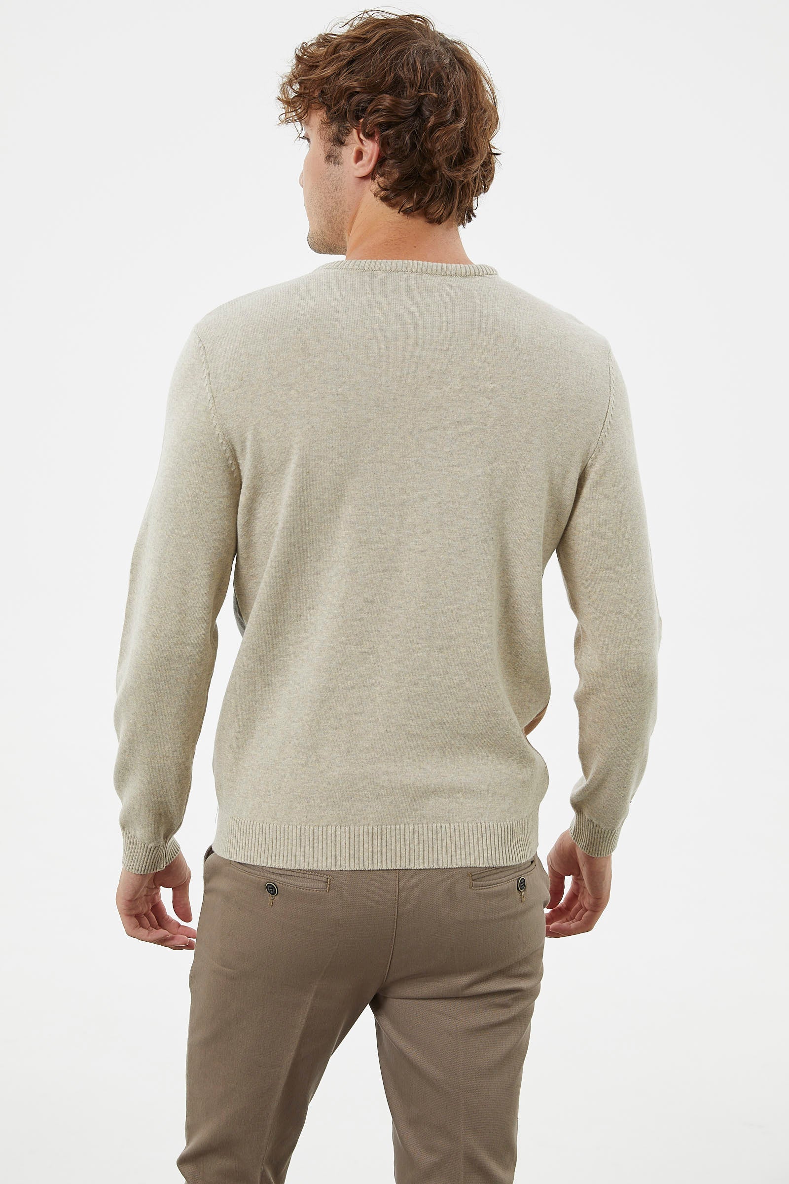 Çok Renkli Blok Desen Triko Kazak - Krem (6) Sementa