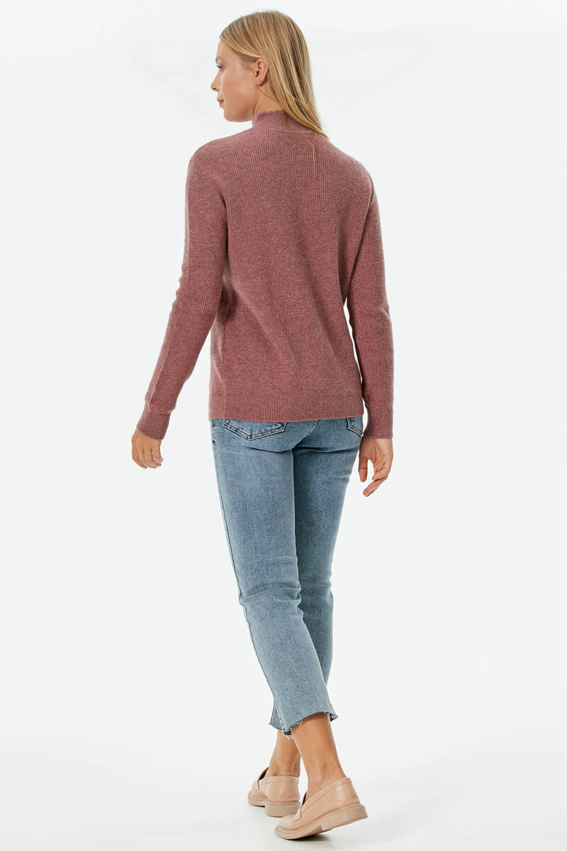 Damla Yaka İnci Detaylı Triko Kazak - Gül (5) Sementa